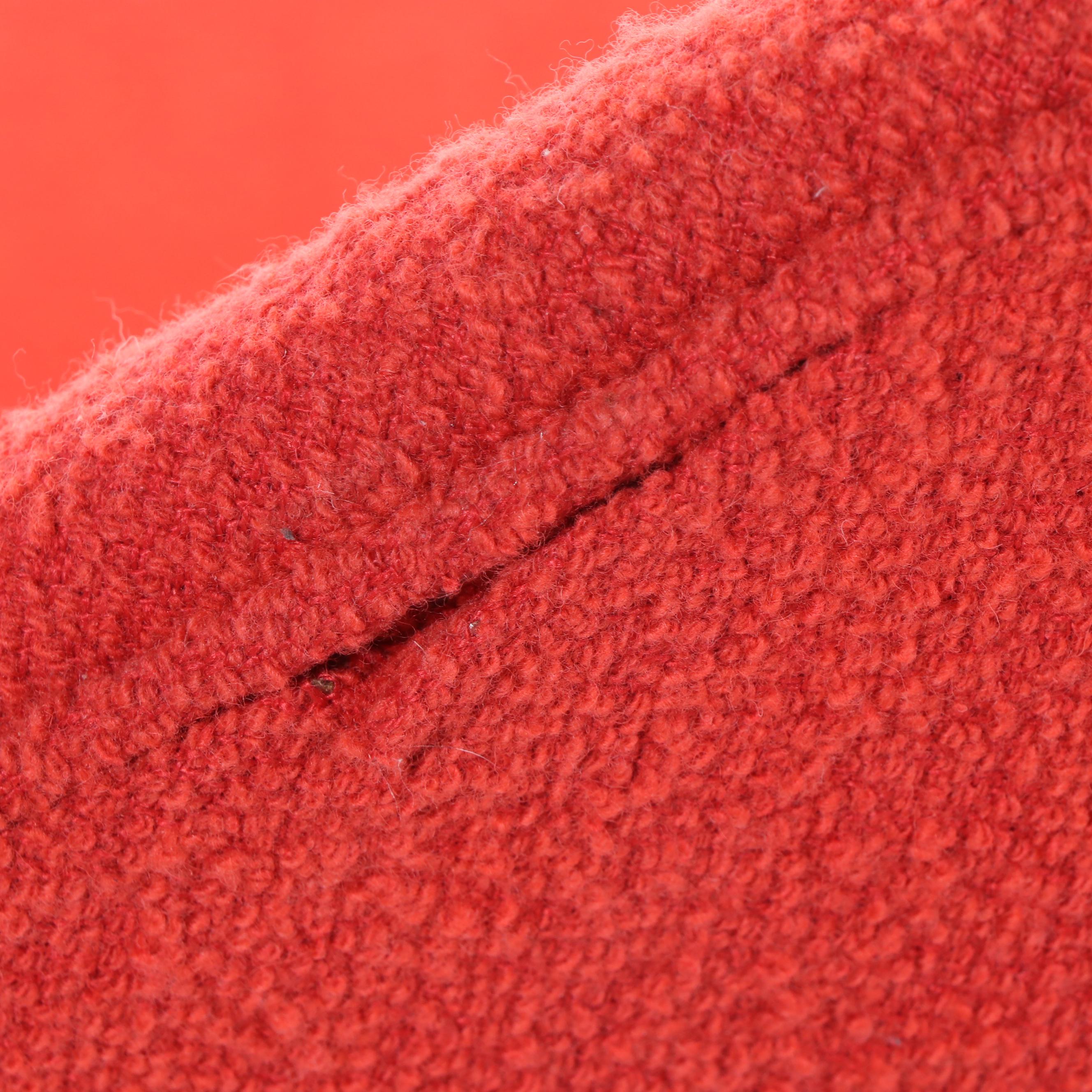 Knoll "Womb" MCM Red Bouclé Armchair and Ottoman