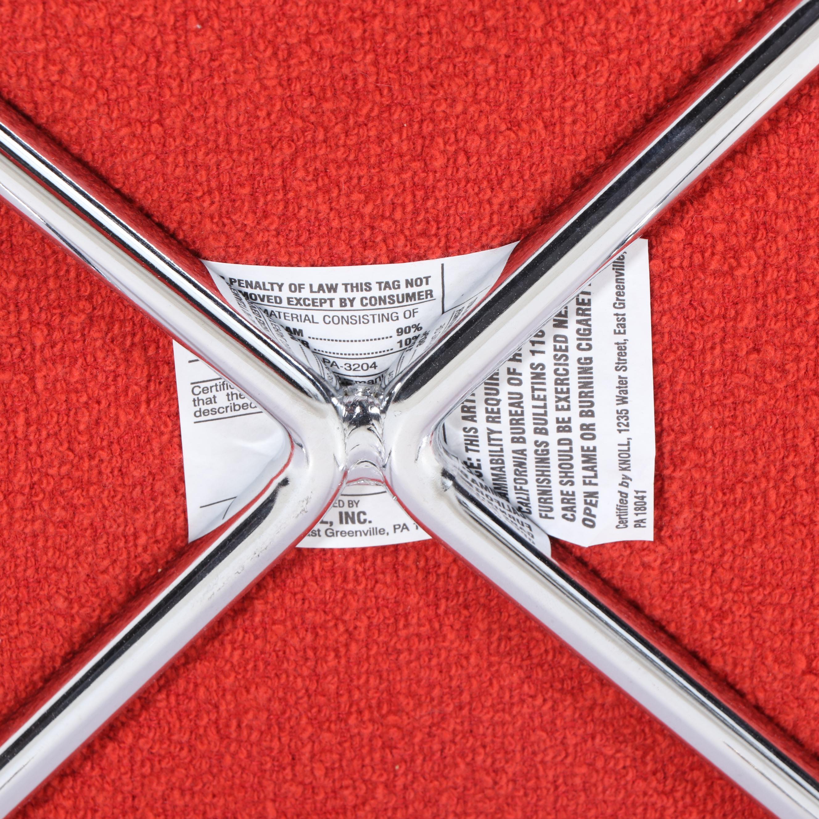 Knoll "Womb" MCM Red Bouclé Armchair and Ottoman