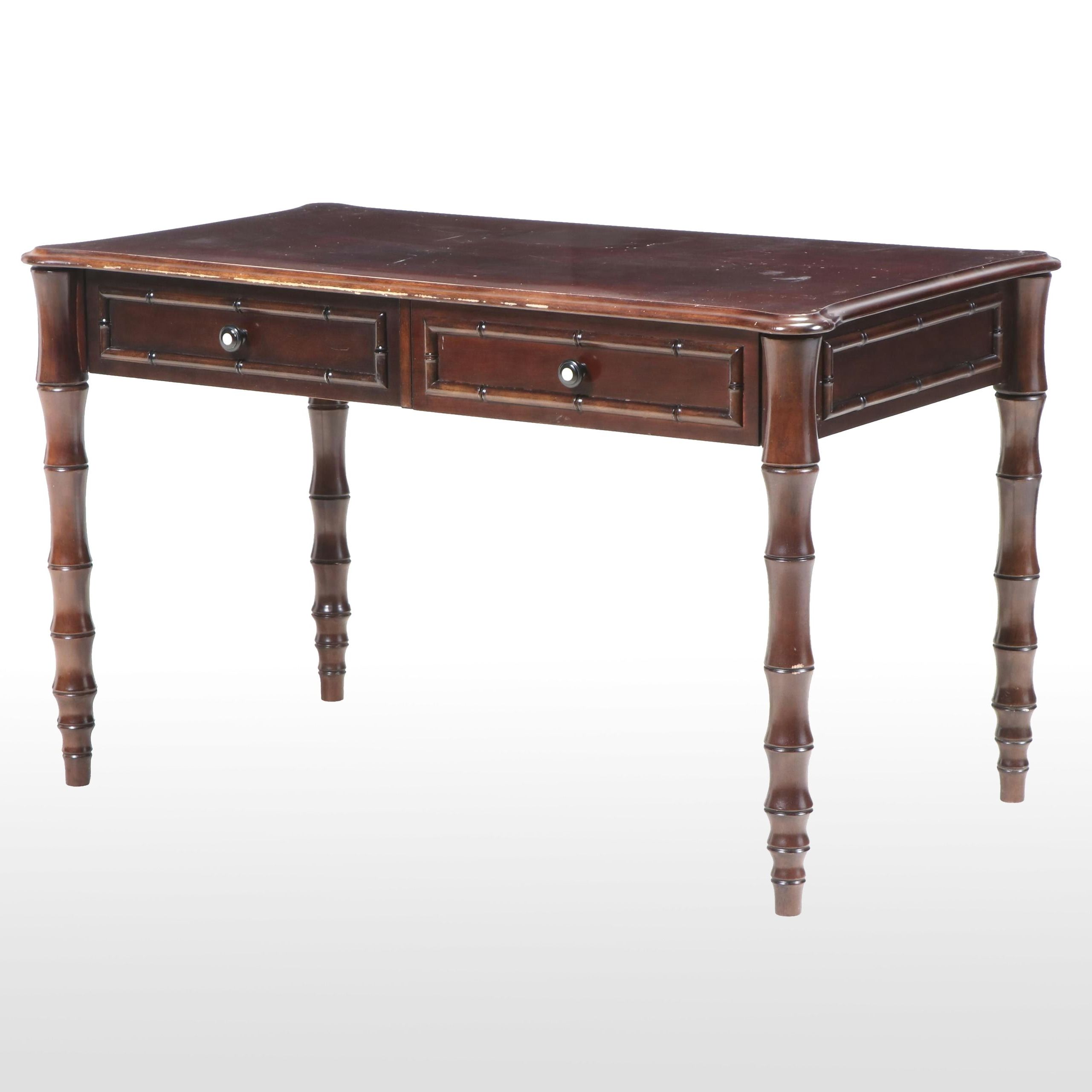 Bernhardt Furniture Regency Style Faux Bamboo Two-Drawer Desk