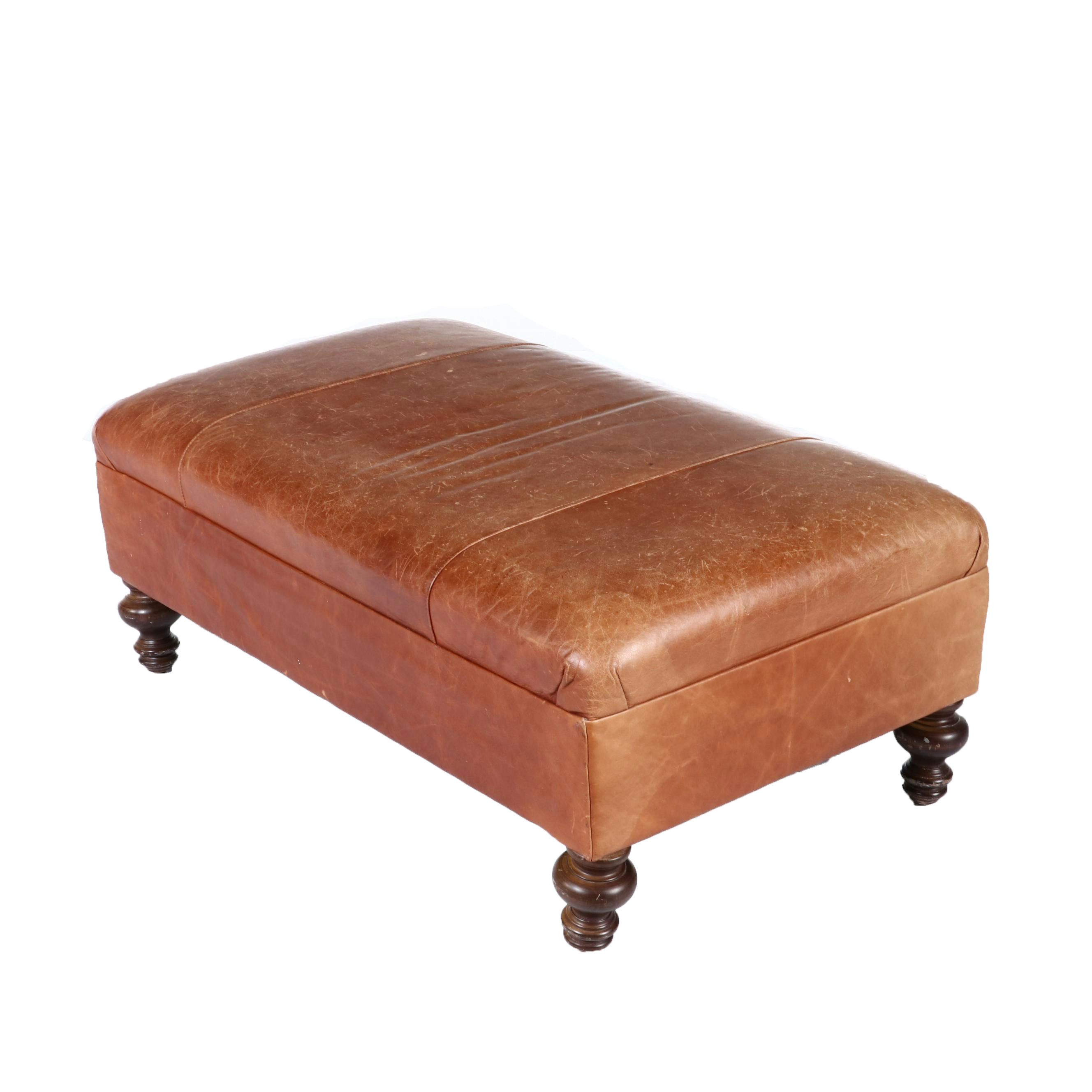 Mitchell Gold for Pottery Barn Leather Upholstered Ottoman