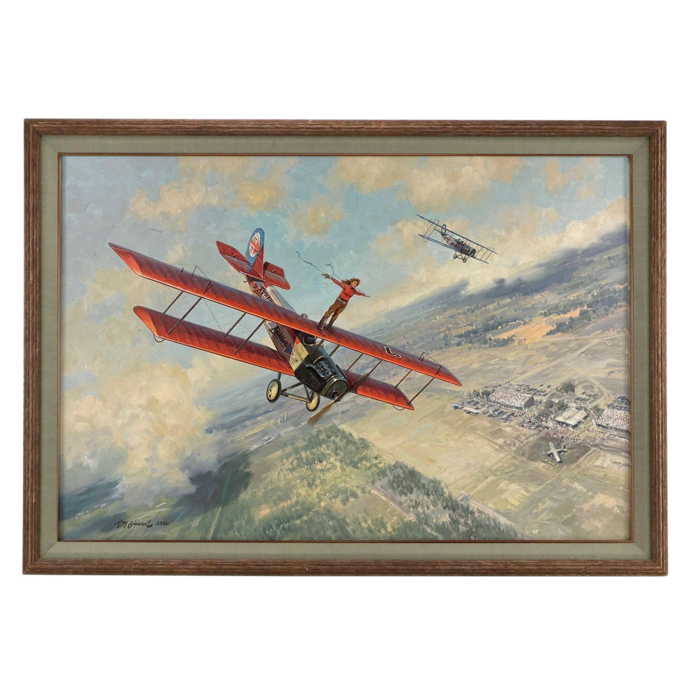Roy Grinnell Oil Illustration Painting of Wing Walker