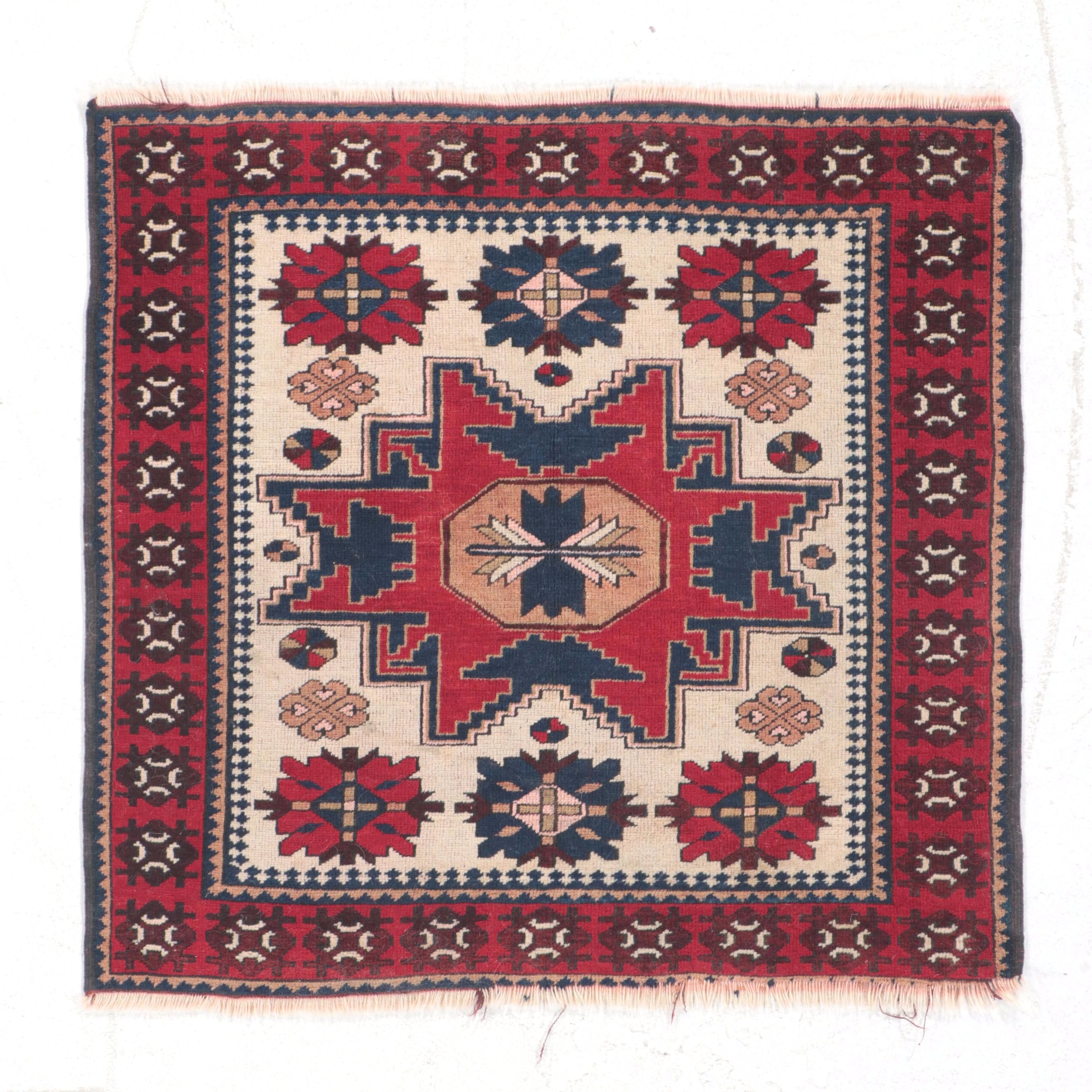 3'8 x 3'8 Hand-Knotted Caucasian Kazak Accent Rug