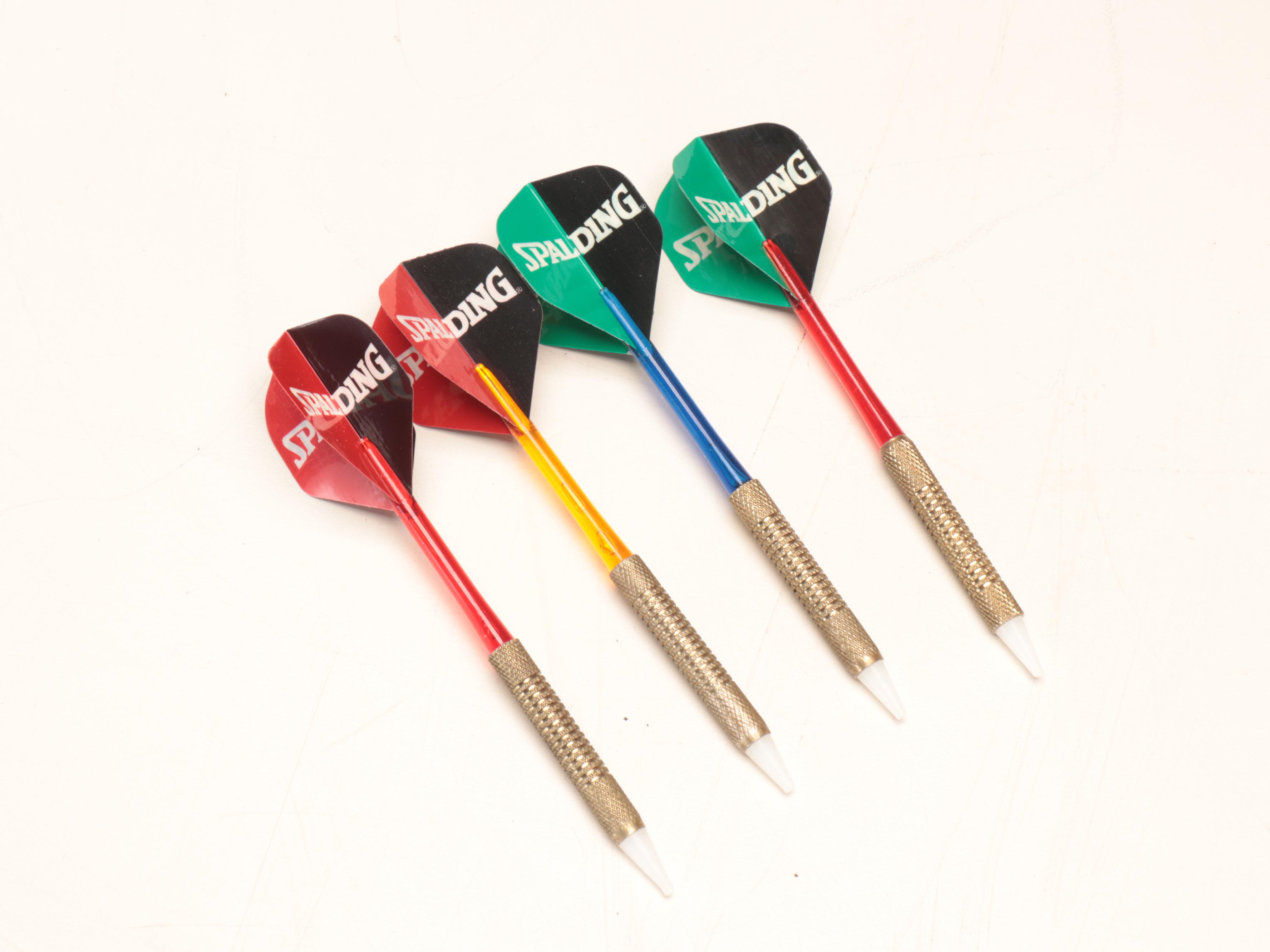 Spalding Electronic Dartboard in Oak Cabinet with Darts, Late 20th Century