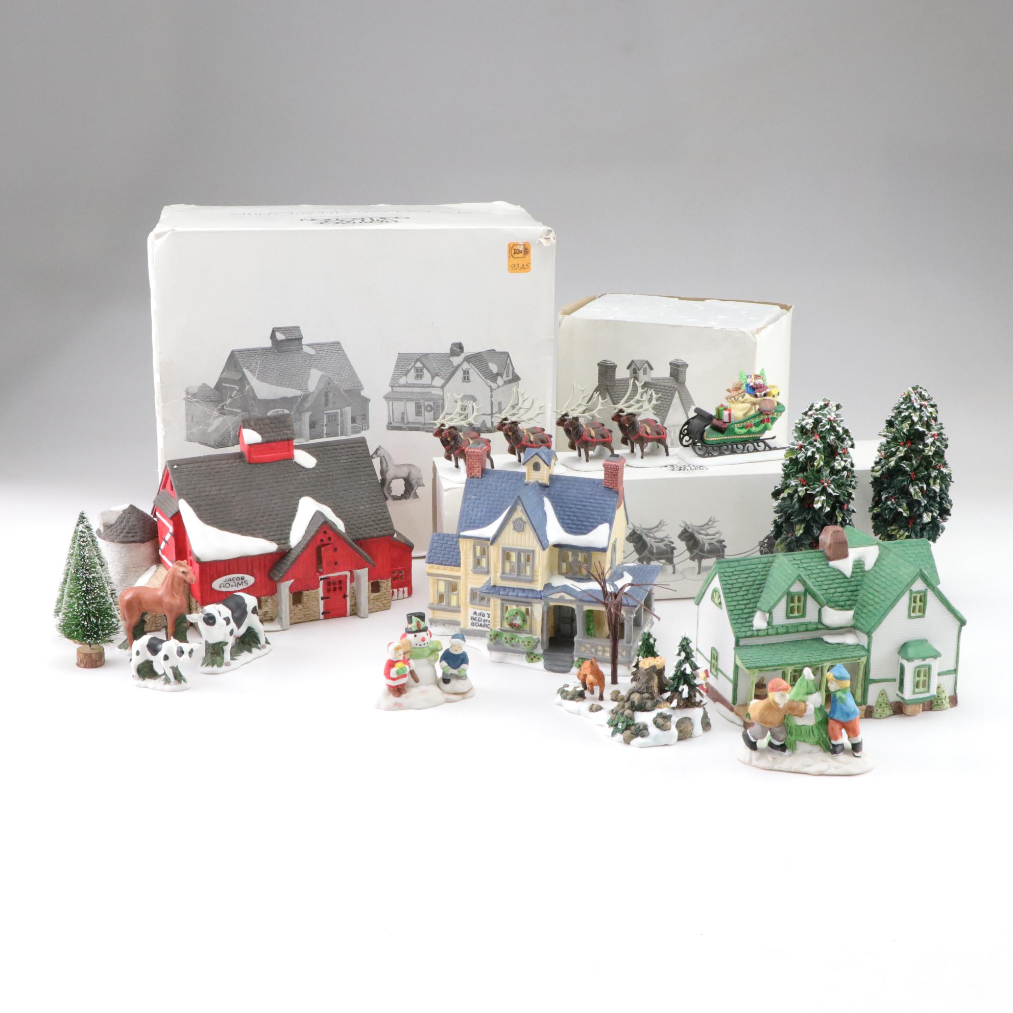 Department 56 "Ada's Bed & Board" with Other Holiday Miniatures