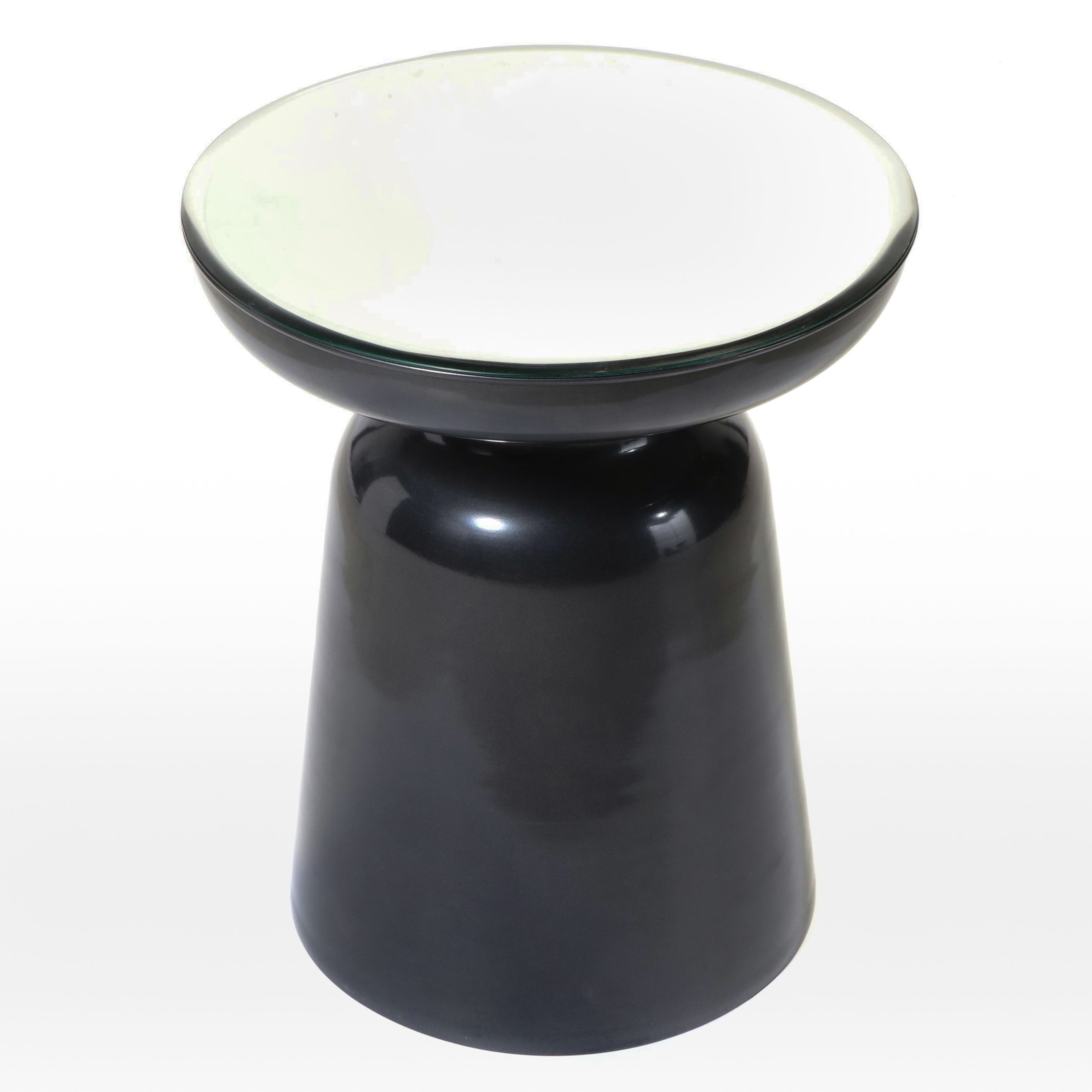 Modernist Style Metal Hourglass Side Table with Mirror Top