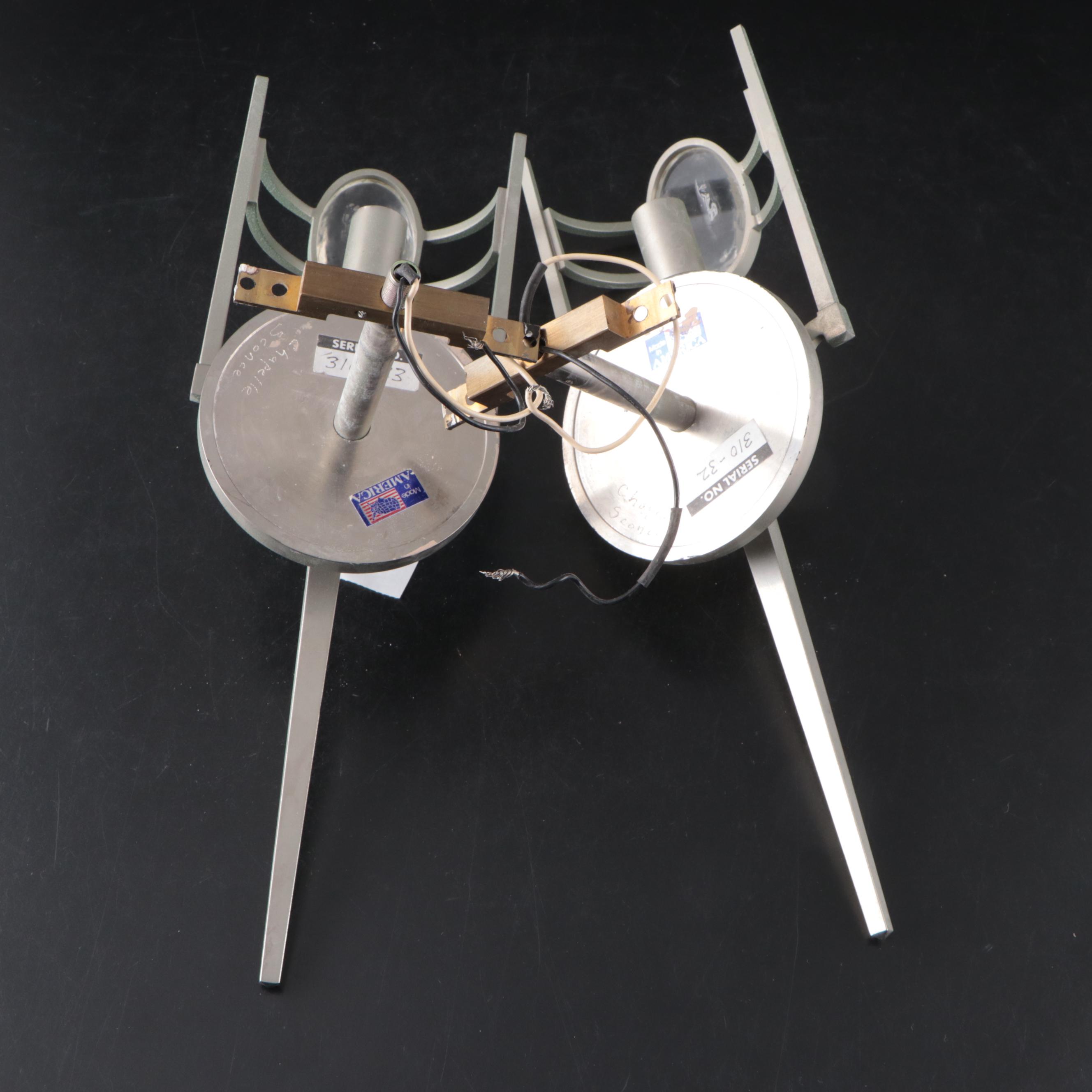 Jonathan Browning "Chapelle" French Industrial Style Metal & Glass Wall Sconces