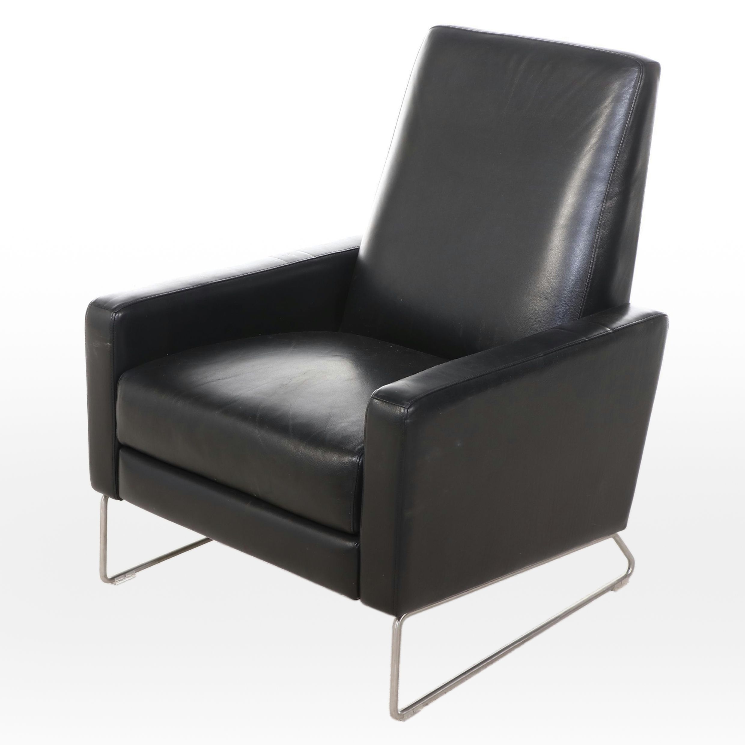 Design Within Reach Modern Black Leather Flight Recliner