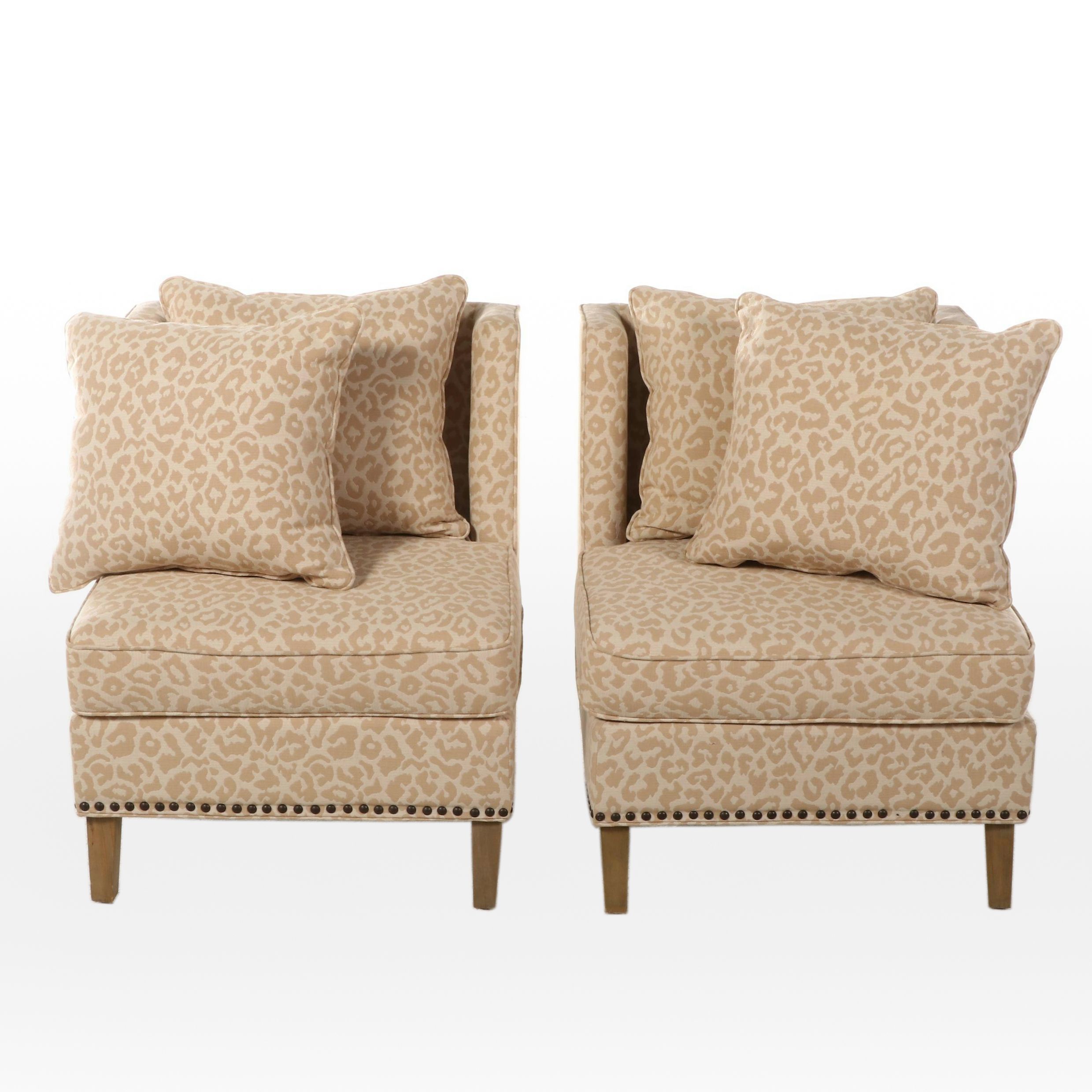 Pair of E. & E. Co. "Madison Park" Animal Print Wingback Slipper Chairs