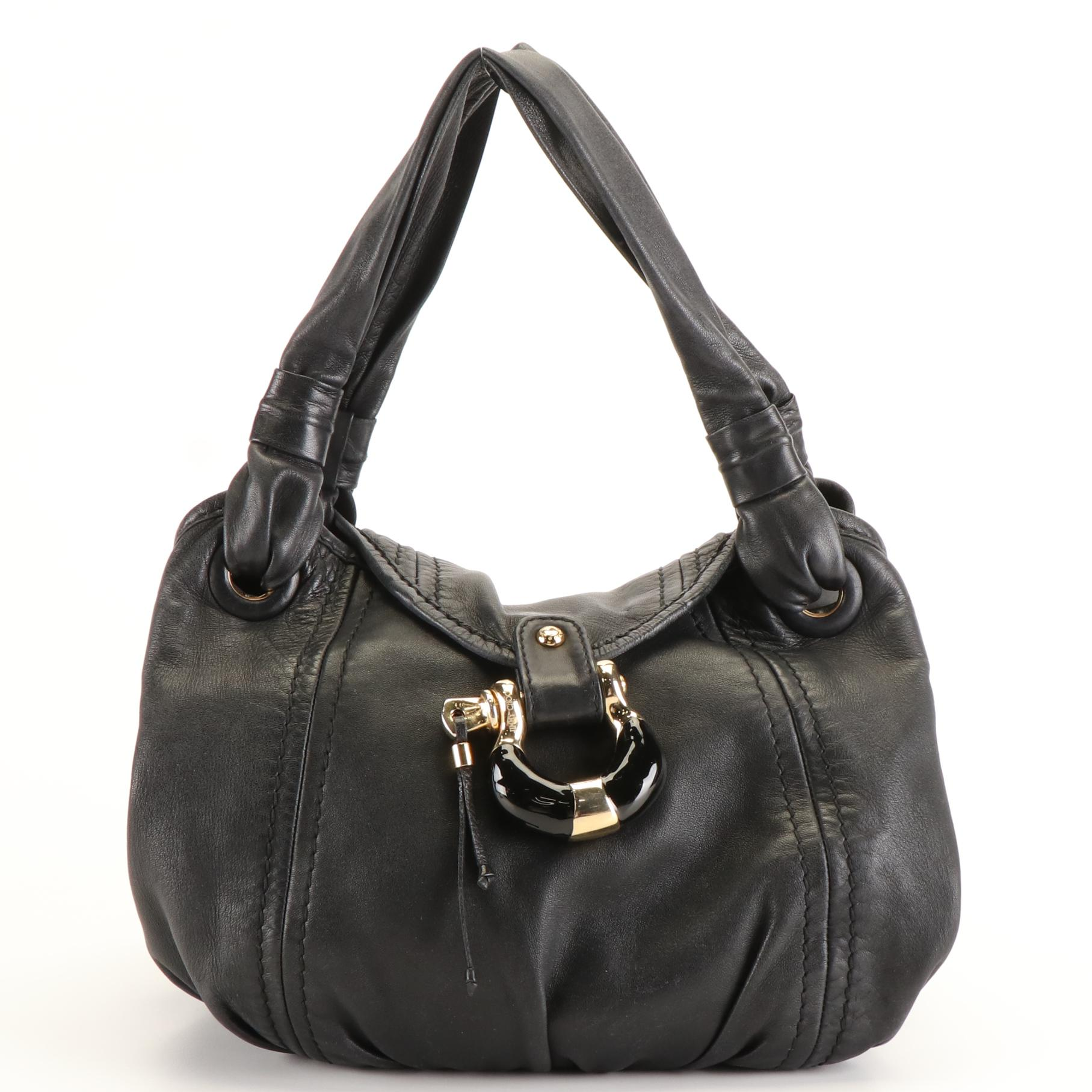 Jimmy Choo Hobo Bag in Soft Black Leather