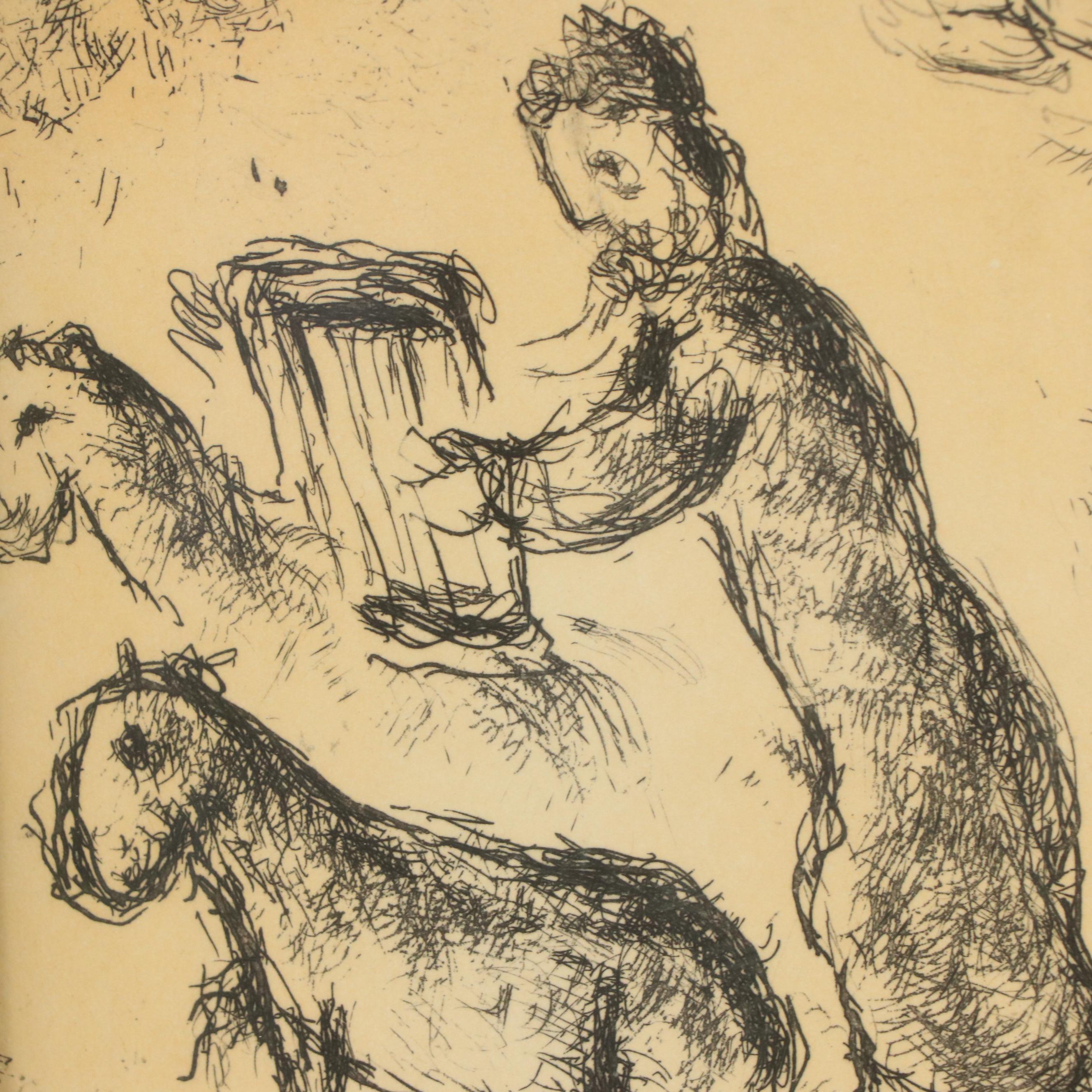 Marc Chagall Etching from "Psaumes de David," 1979