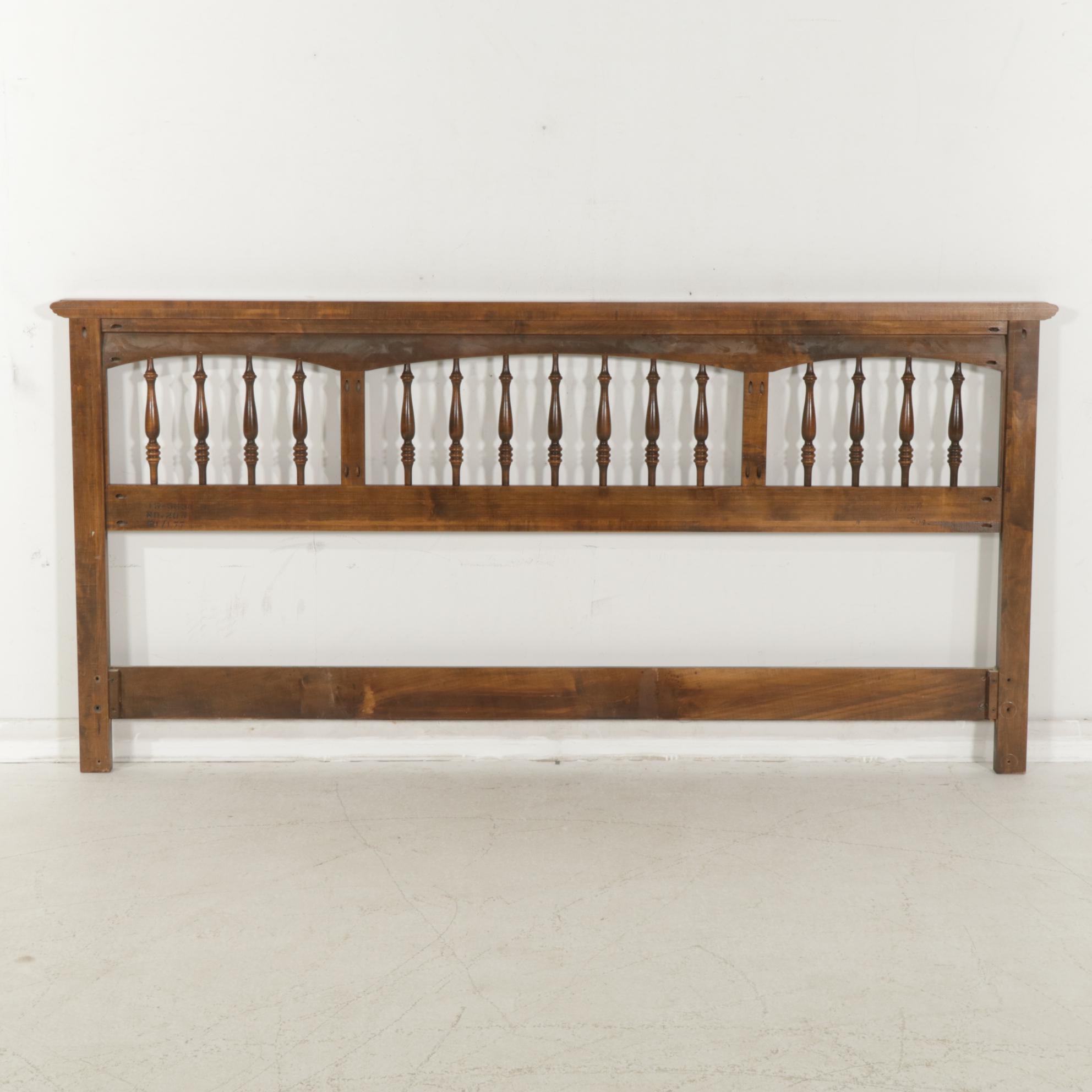 Ethan Allen Walnut King Size Headboard with Metal Bed Frame, Late 20th Century