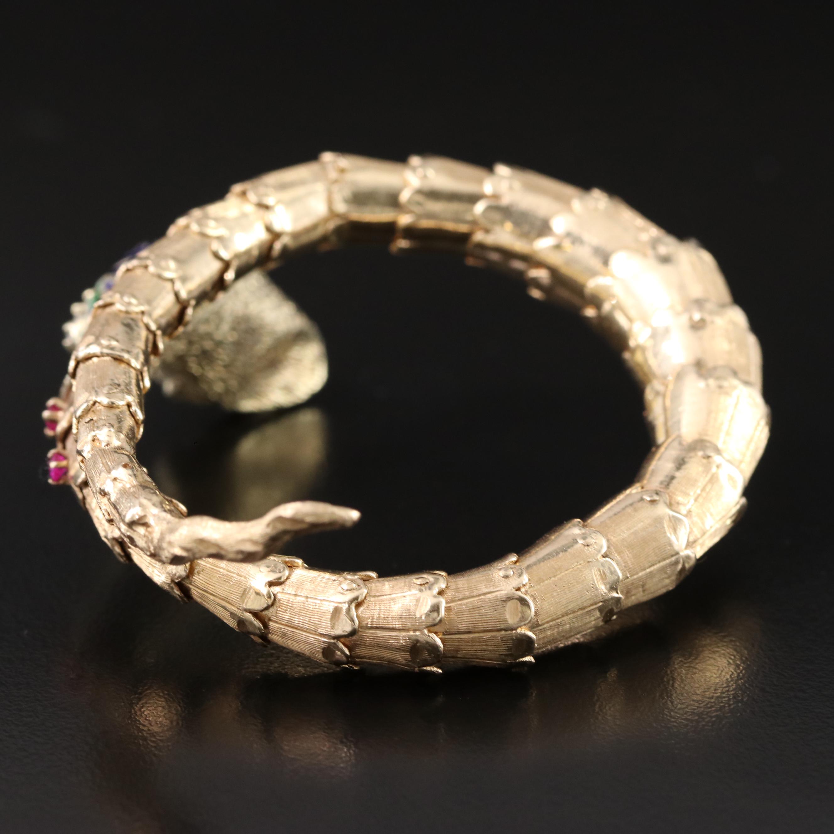14K Diamond, Ruby and Enamel Snake Wrap Bracelet