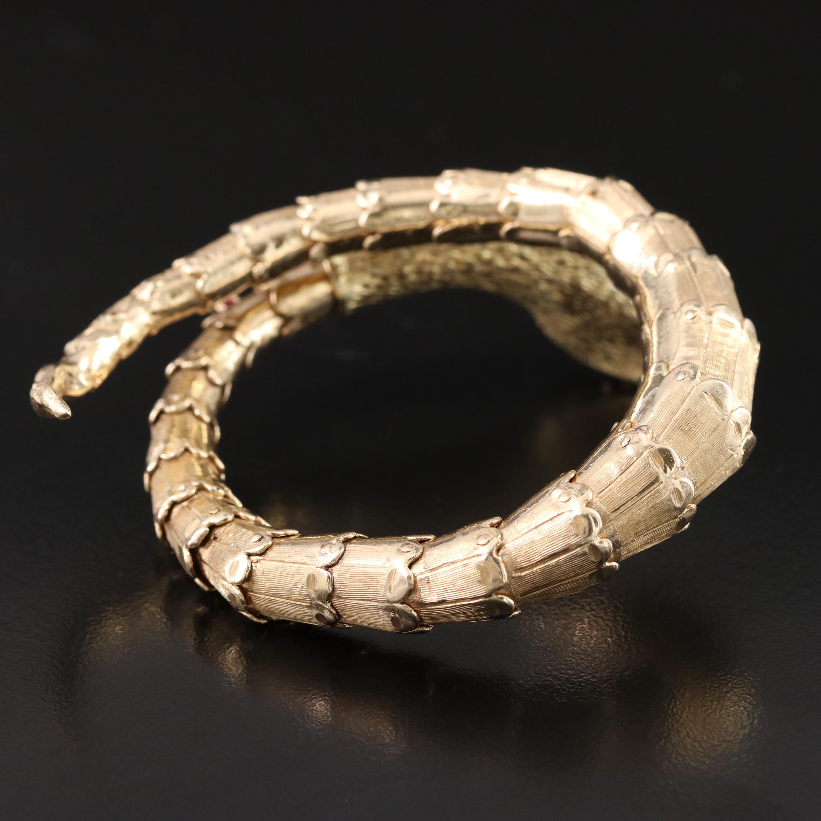 14K Diamond, Ruby and Enamel Snake Wrap Bracelet