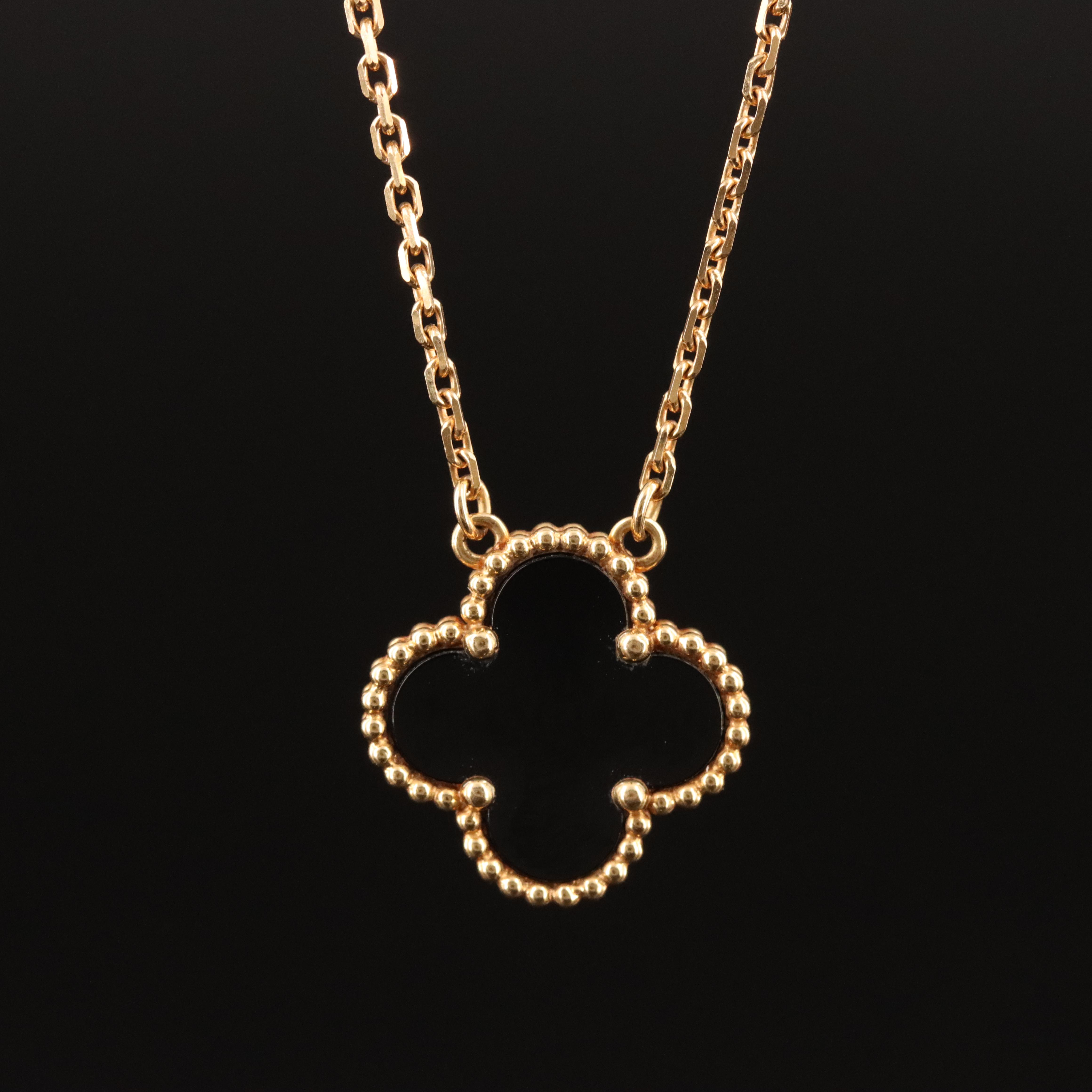 Van Cleef & Arpels Vintage Alhambra 18K Black Onyx Necklace