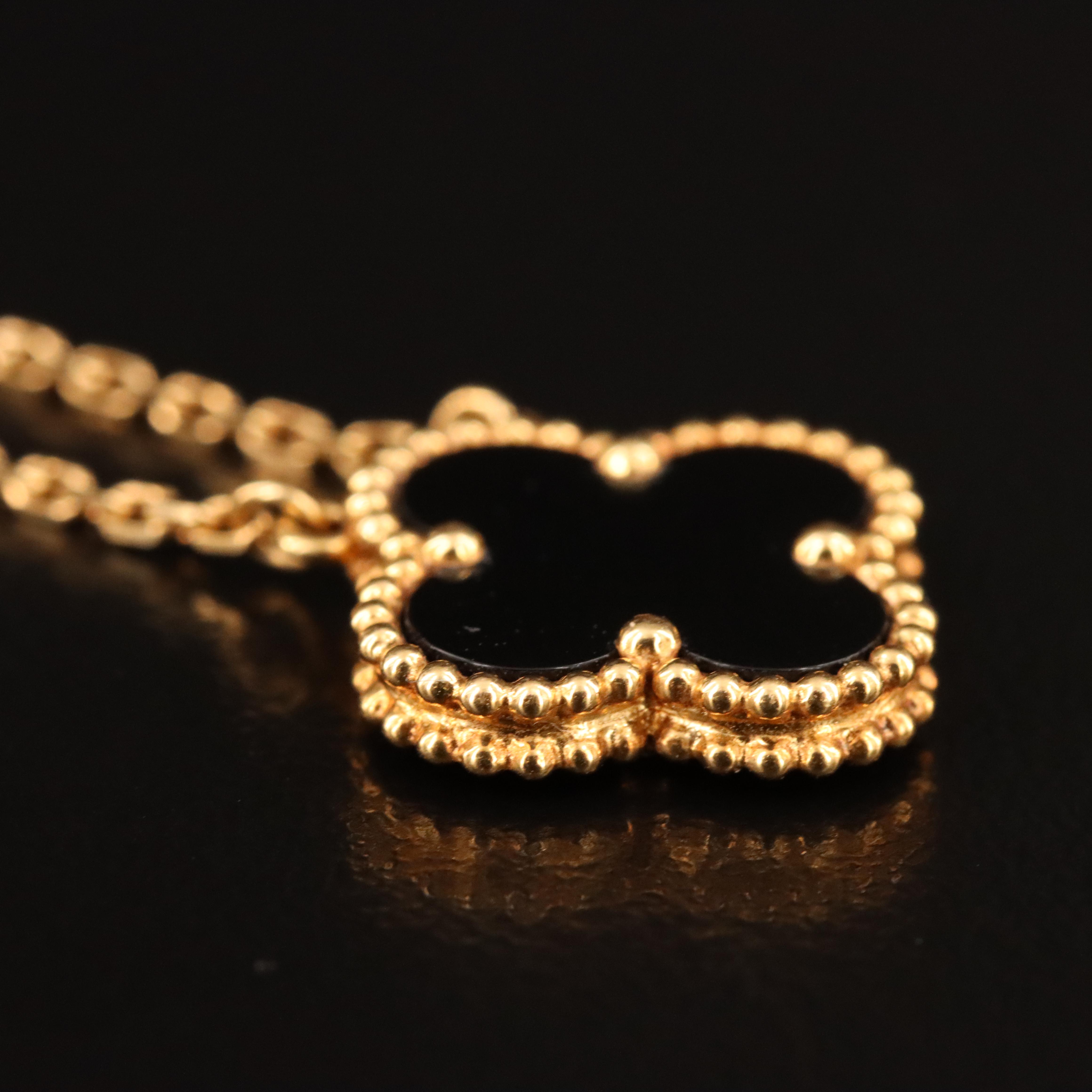 Van Cleef & Arpels Vintage Alhambra 18K Black Onyx Necklace