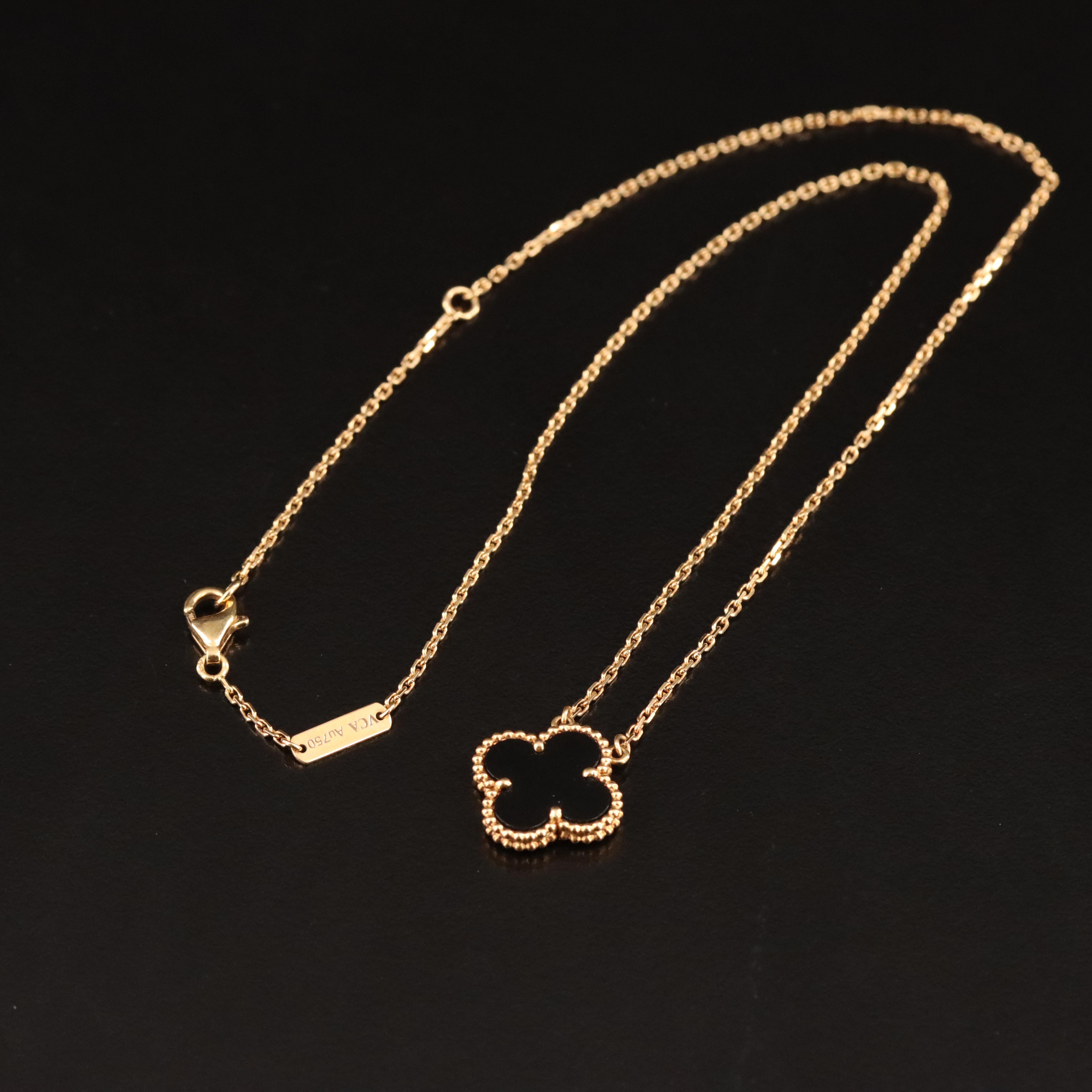 Van Cleef & Arpels Vintage Alhambra 18K Black Onyx Necklace