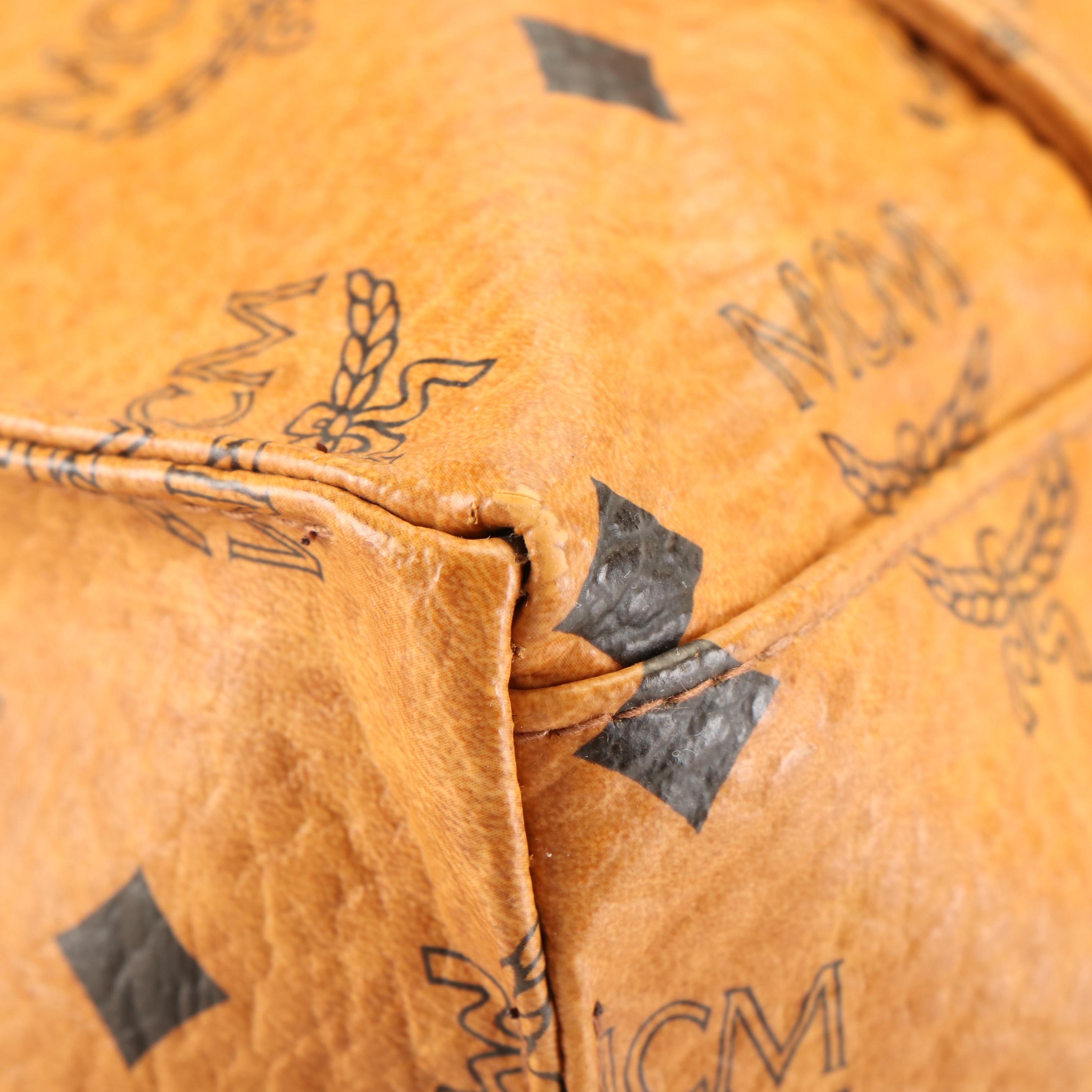 MCM Shoulder Tote Bag in Cognac Visetos Coated Canvas