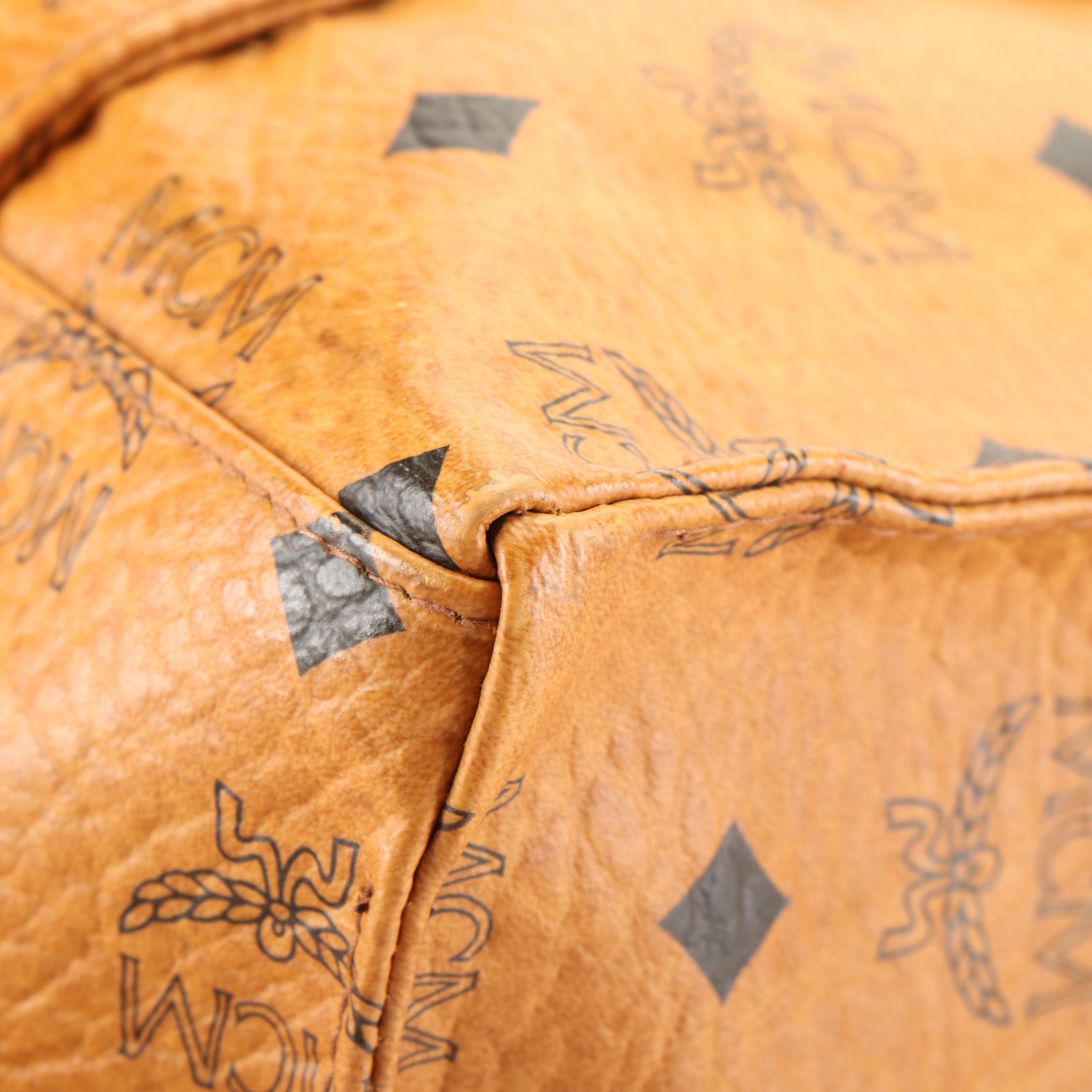 MCM Shoulder Tote Bag in Cognac Visetos Coated Canvas