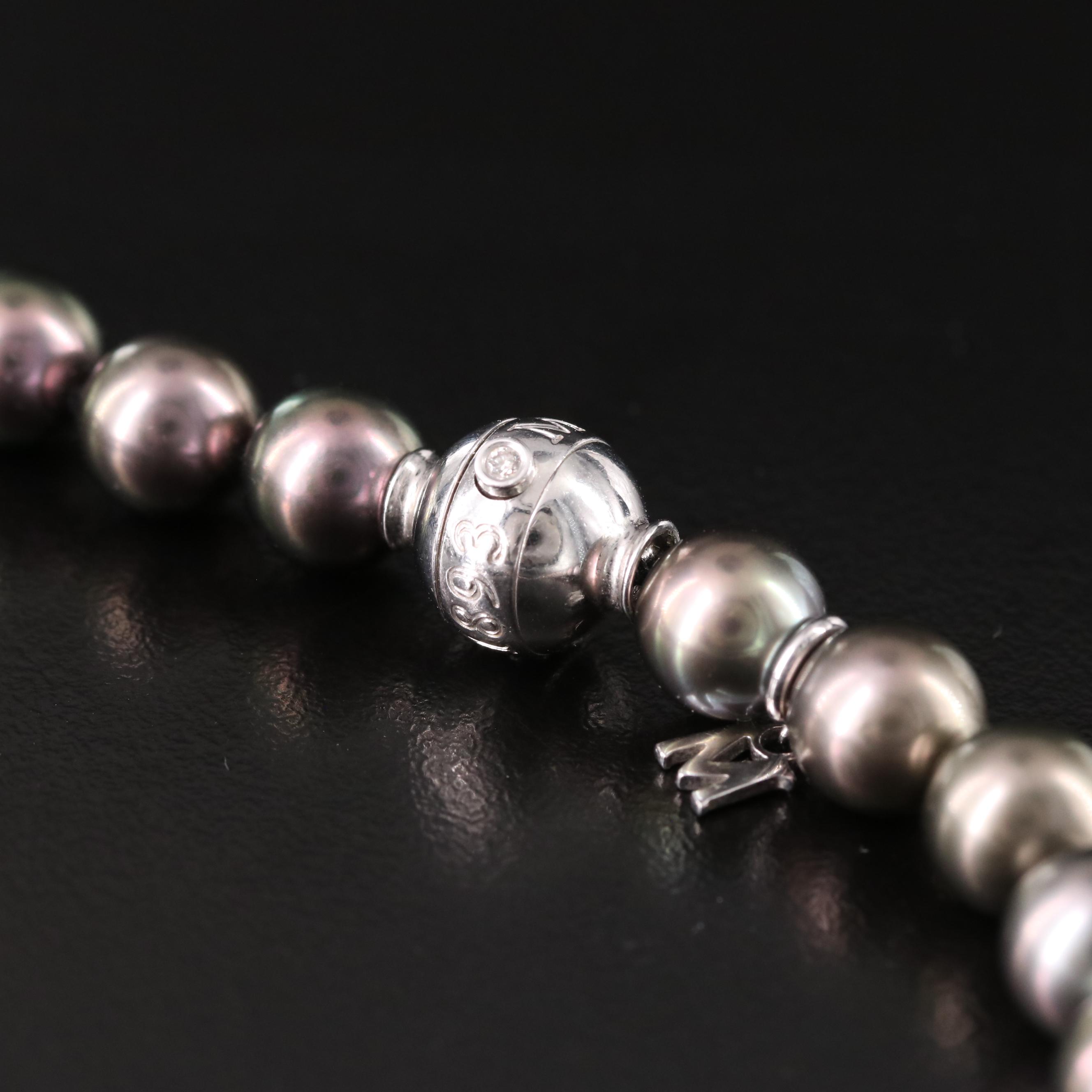 Mikimoto Graduated Pearl Necklace and Earrings 18K Clasp and Diamond