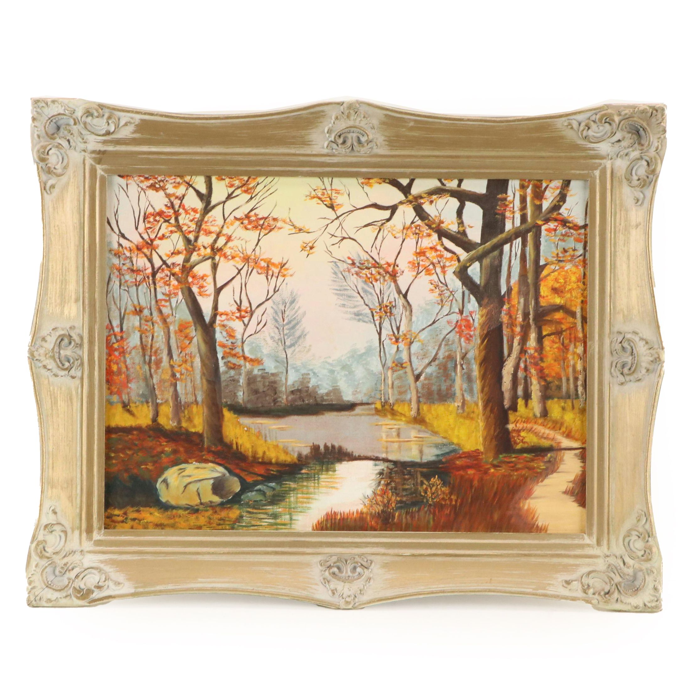 Acrylic Landscape Painting "December," 1962