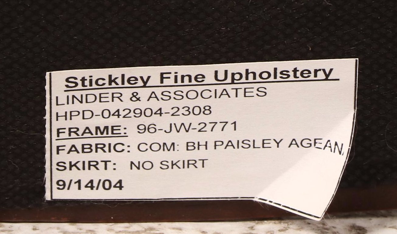 Pair of John Widdicomb Cherrywood and Custom-Upholstered Gondola-Back Armchairs