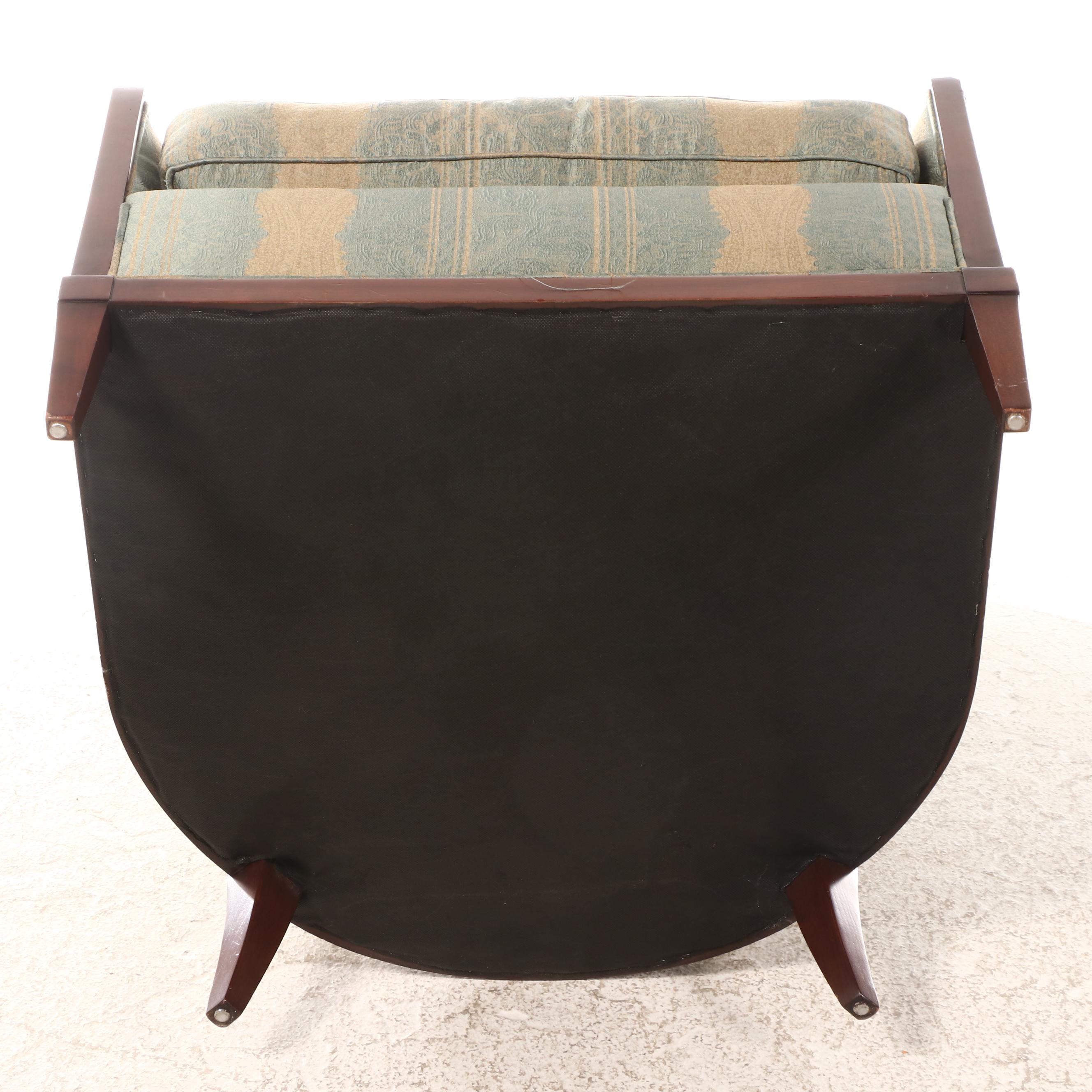 Pair of John Widdicomb Cherrywood and Custom-Upholstered Gondola-Back Armchairs