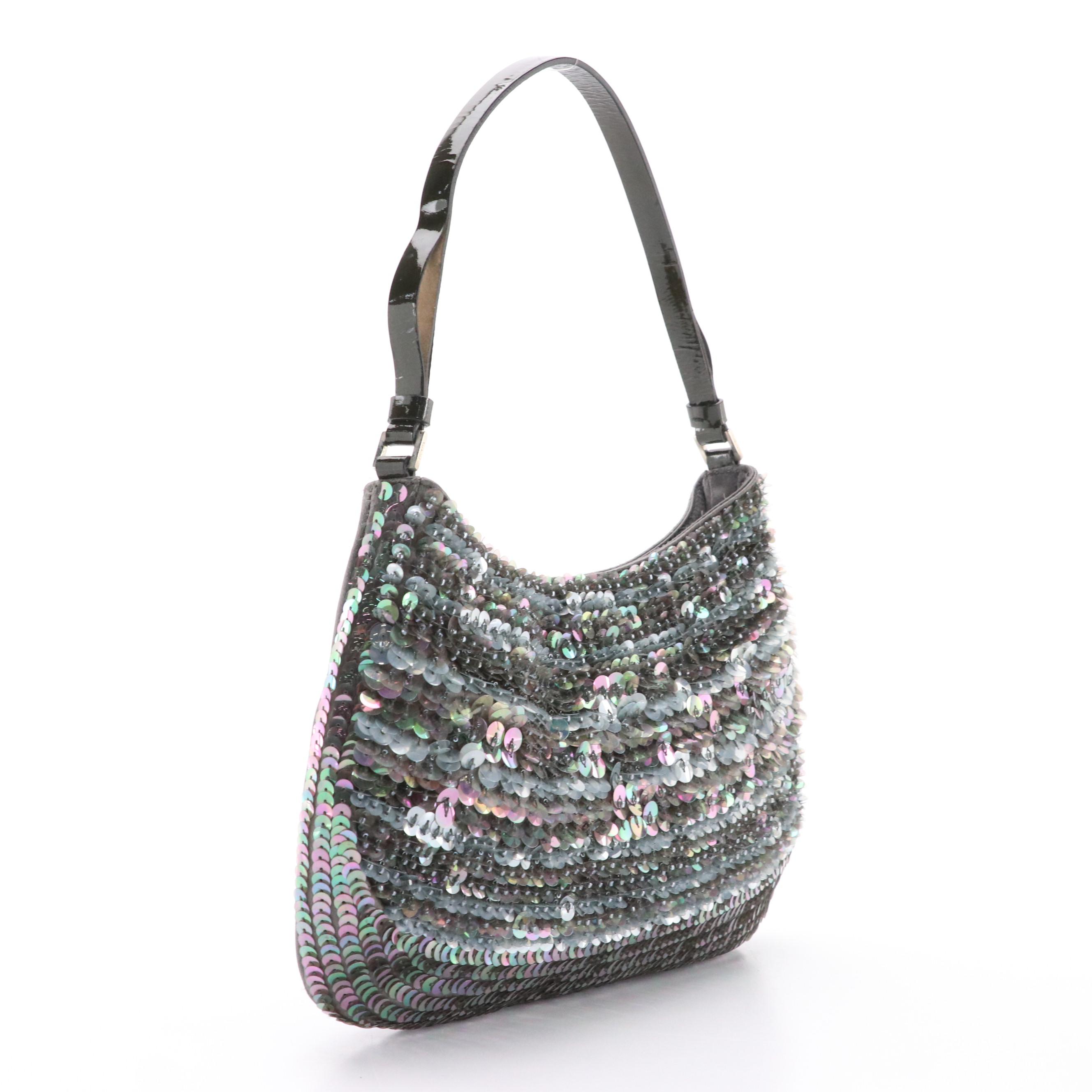 Prada Cleo Raso Sera Sequin Embellished Shoulder Bag
