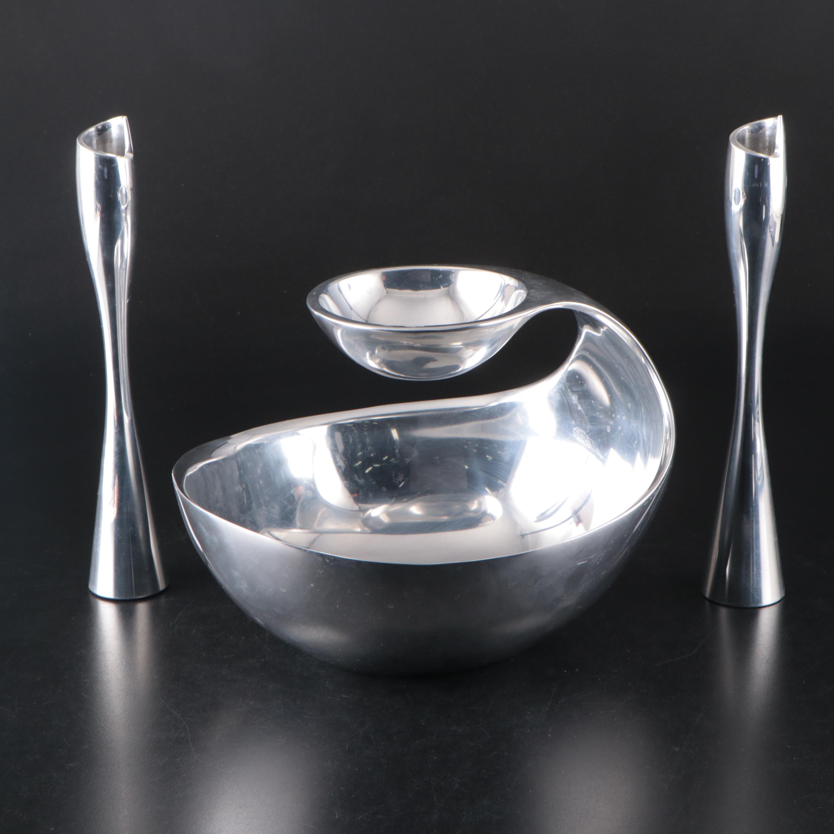Nambé Scoop Server and Candlesticks