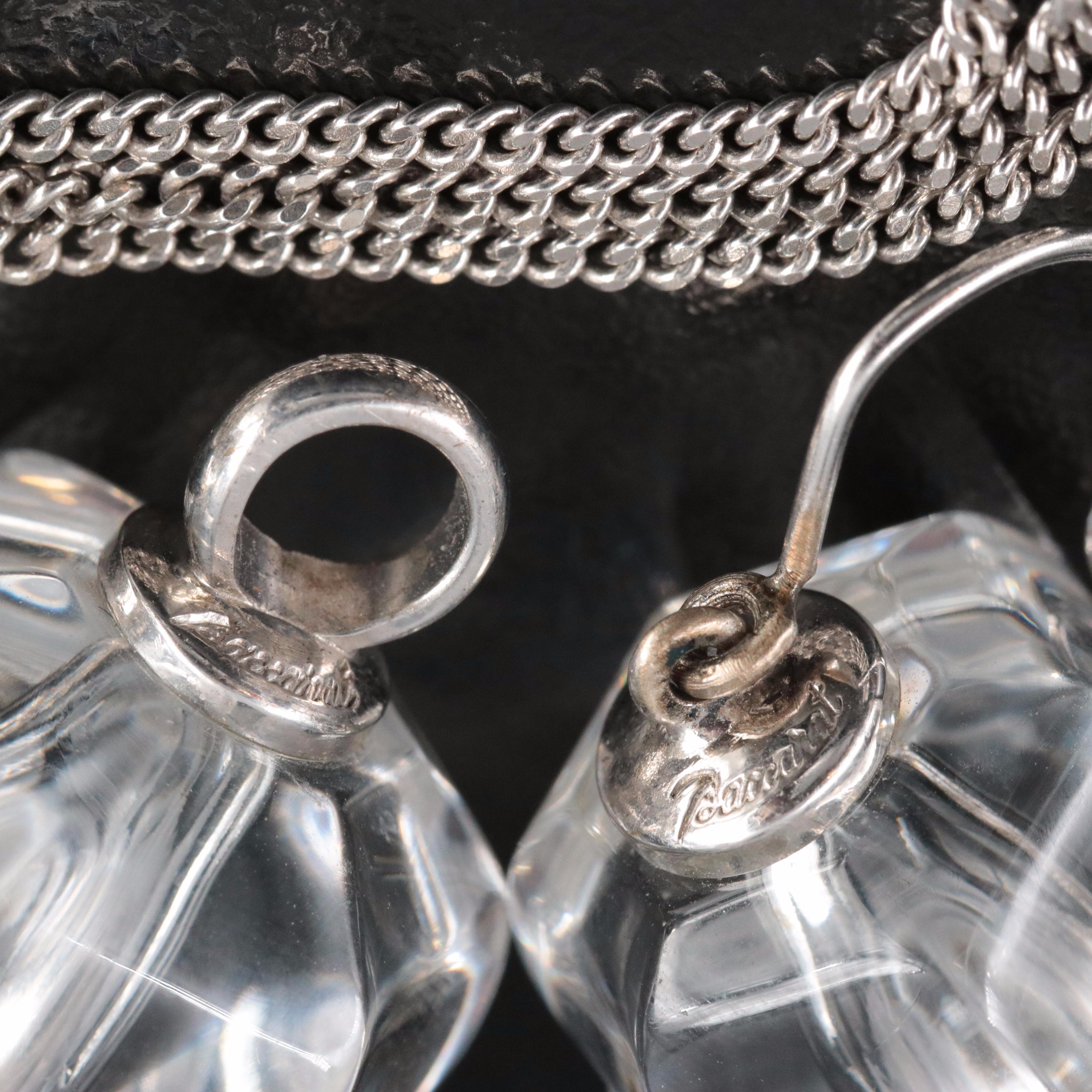 Baccarat Sterling Crystal Fringe Pendant and Earrings