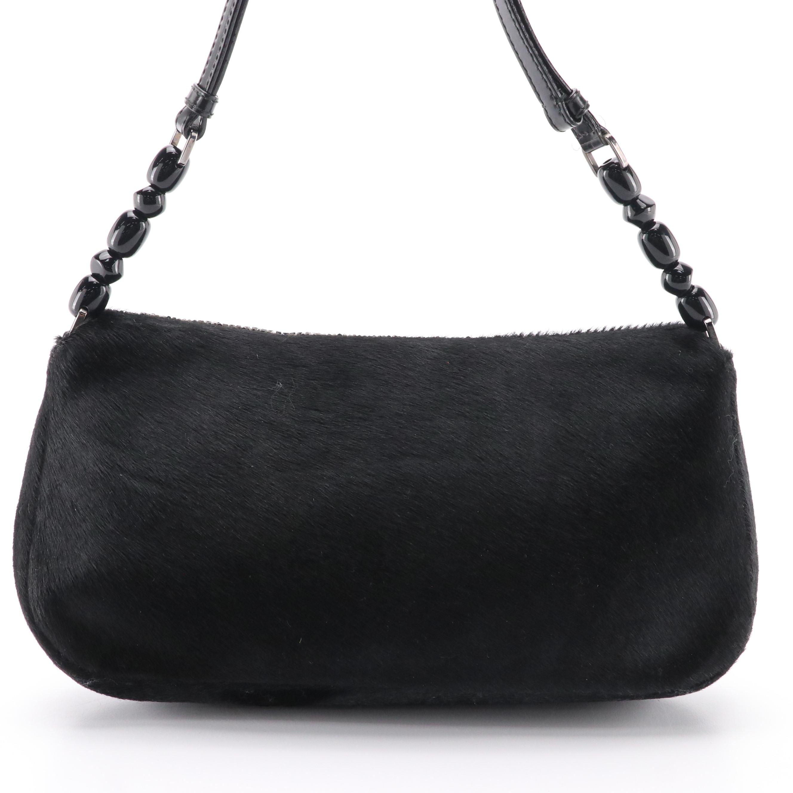 Christian Dior Malice Baguette Pearl Shoulder Bag in Embellished Black Pony Hair