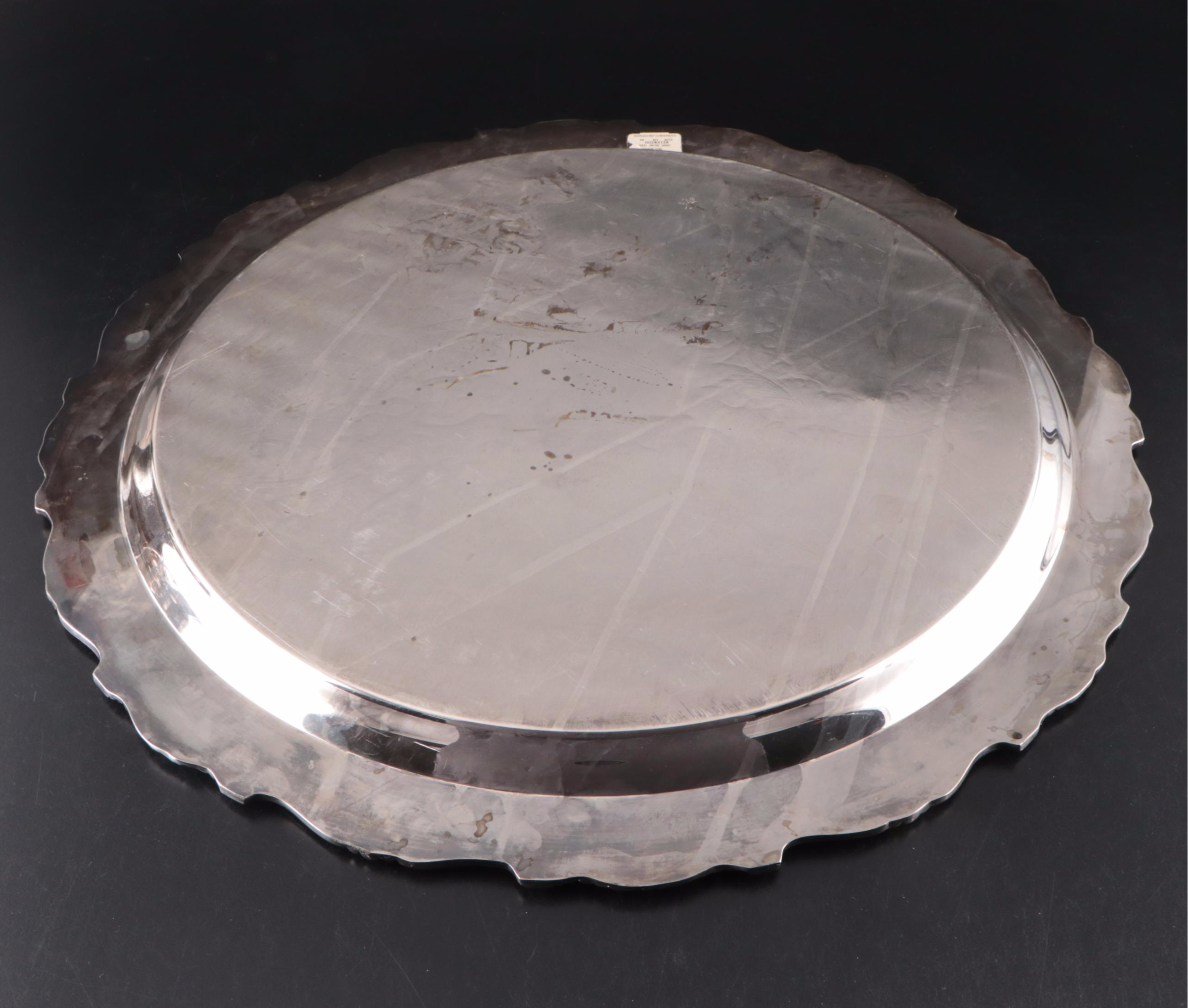 Ellis-Barker Etched Silver Plate Ewer with Wallace Tray and Assorted Serveware