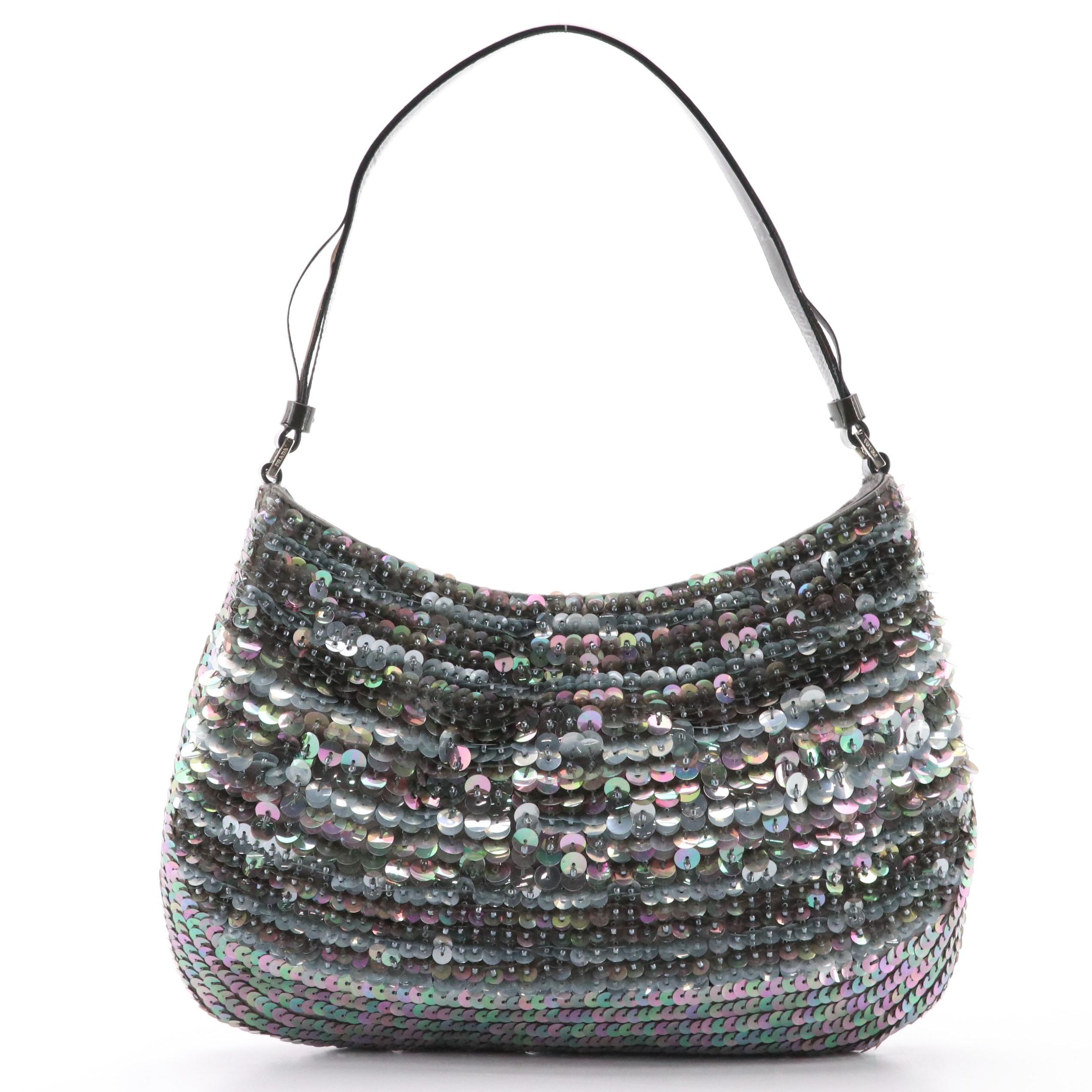 Prada Cleo Raso Sera Sequin Embellished Shoulder Bag
