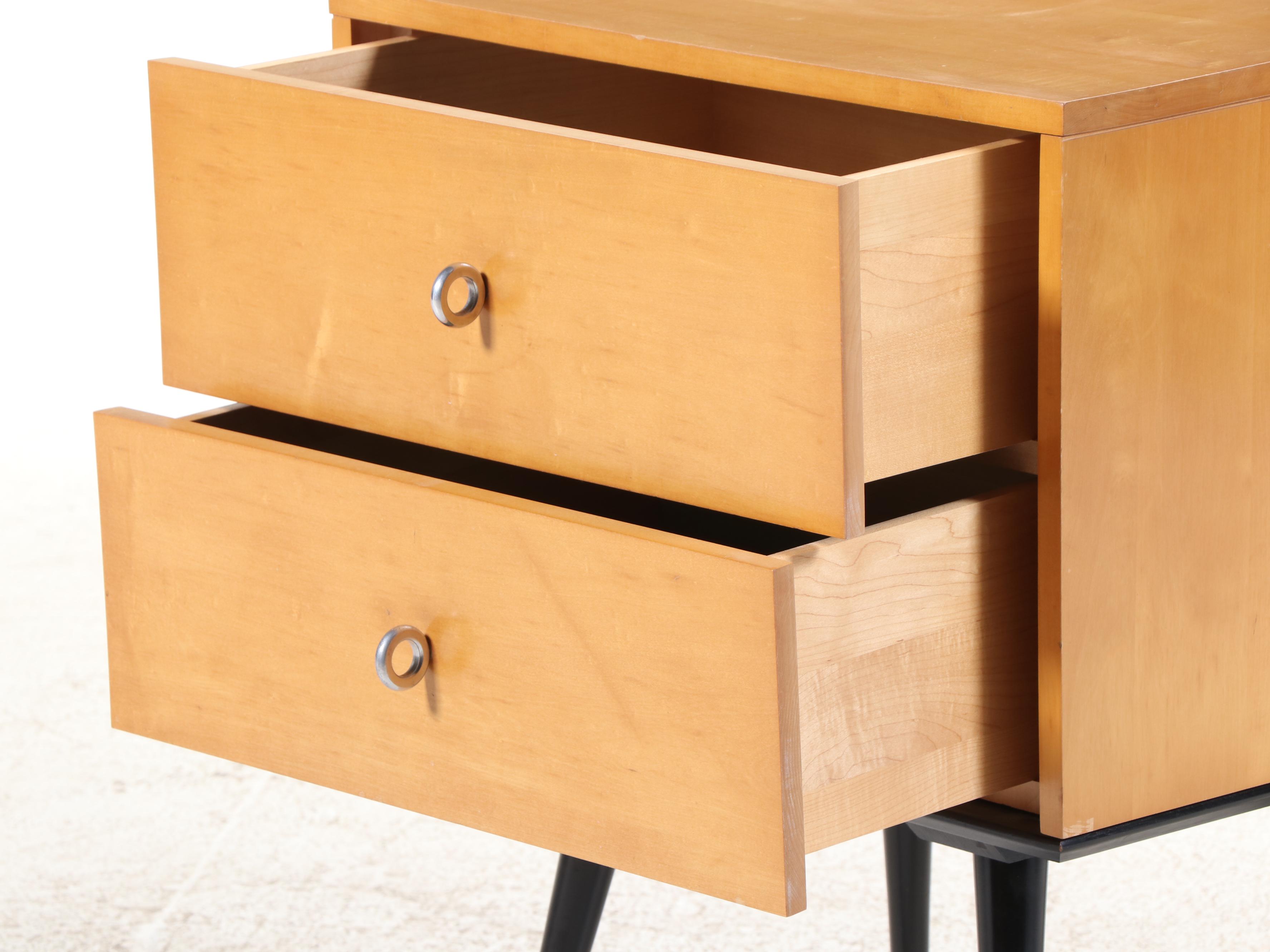 Paul McCobb for Winchendon "Planner Group" Maple and Ebonized Nightstand