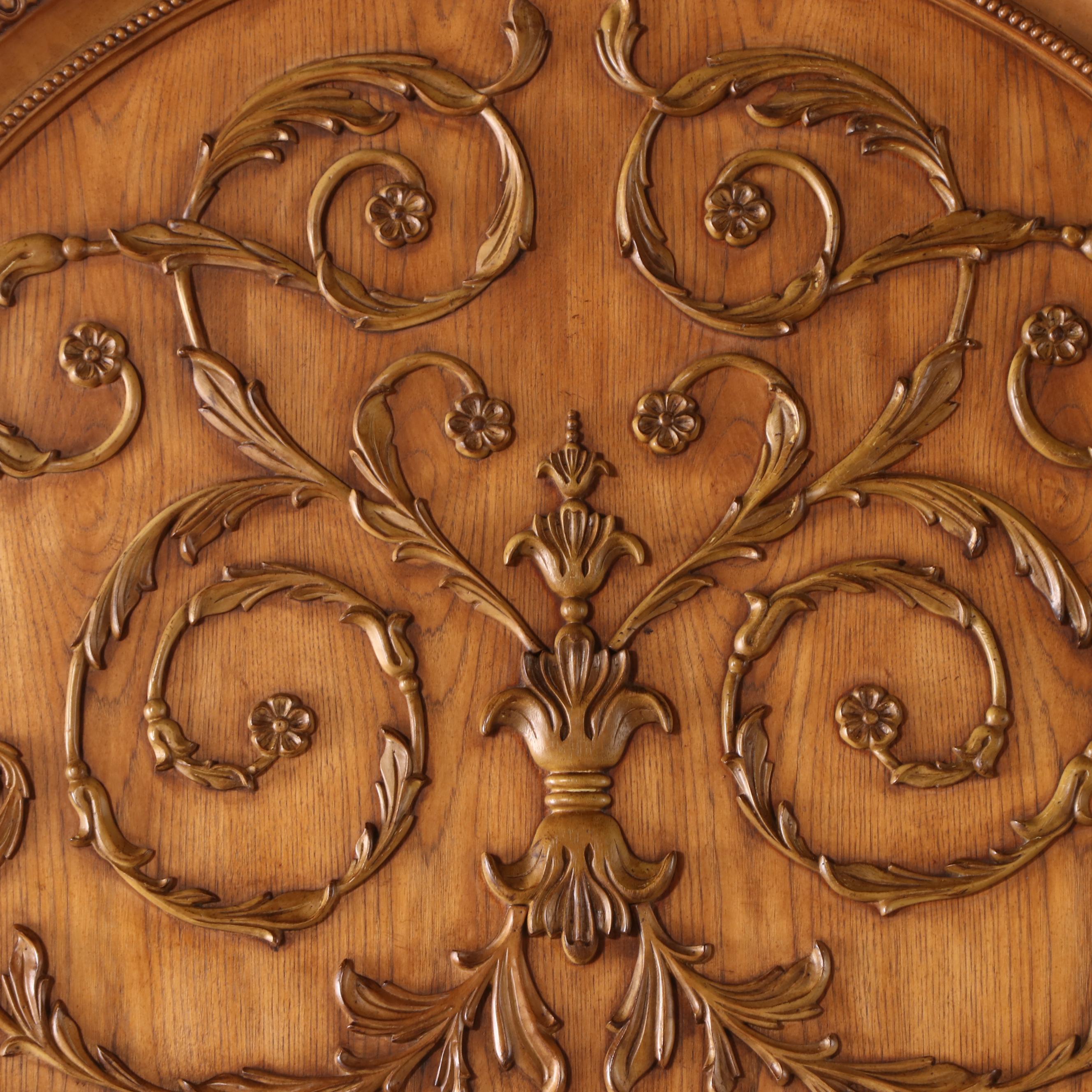 Louis XV Style Oak and Burl Wood King Sized Bed Frame