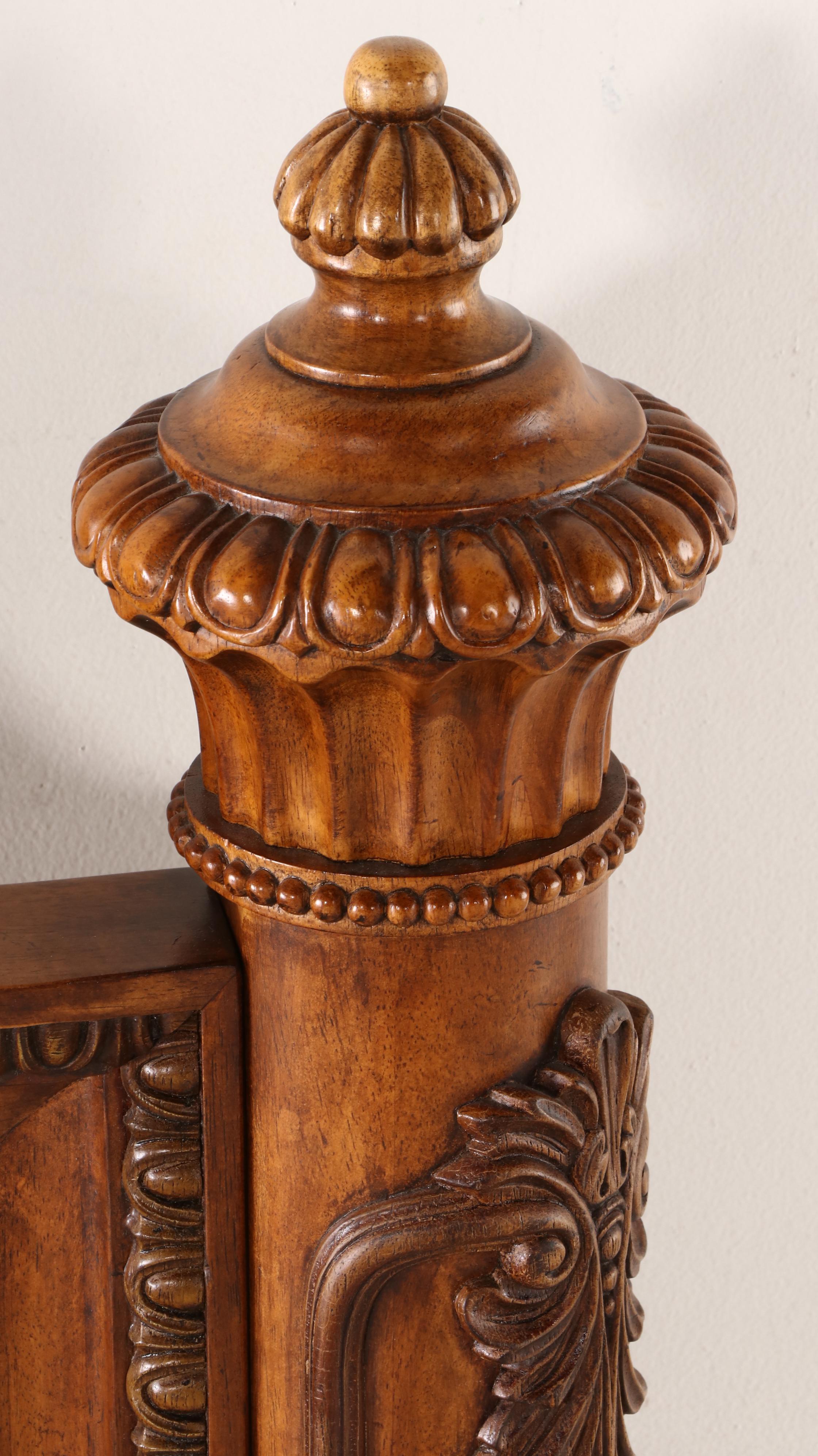 Louis XV Style Oak and Burl Wood King Sized Bed Frame