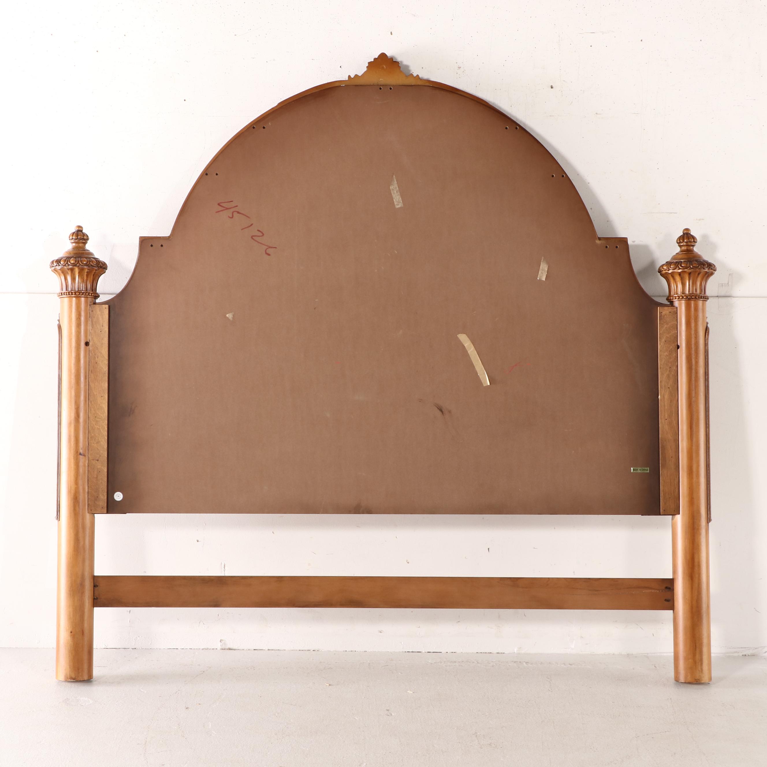 Louis XV Style Oak and Burl Wood King Sized Bed Frame