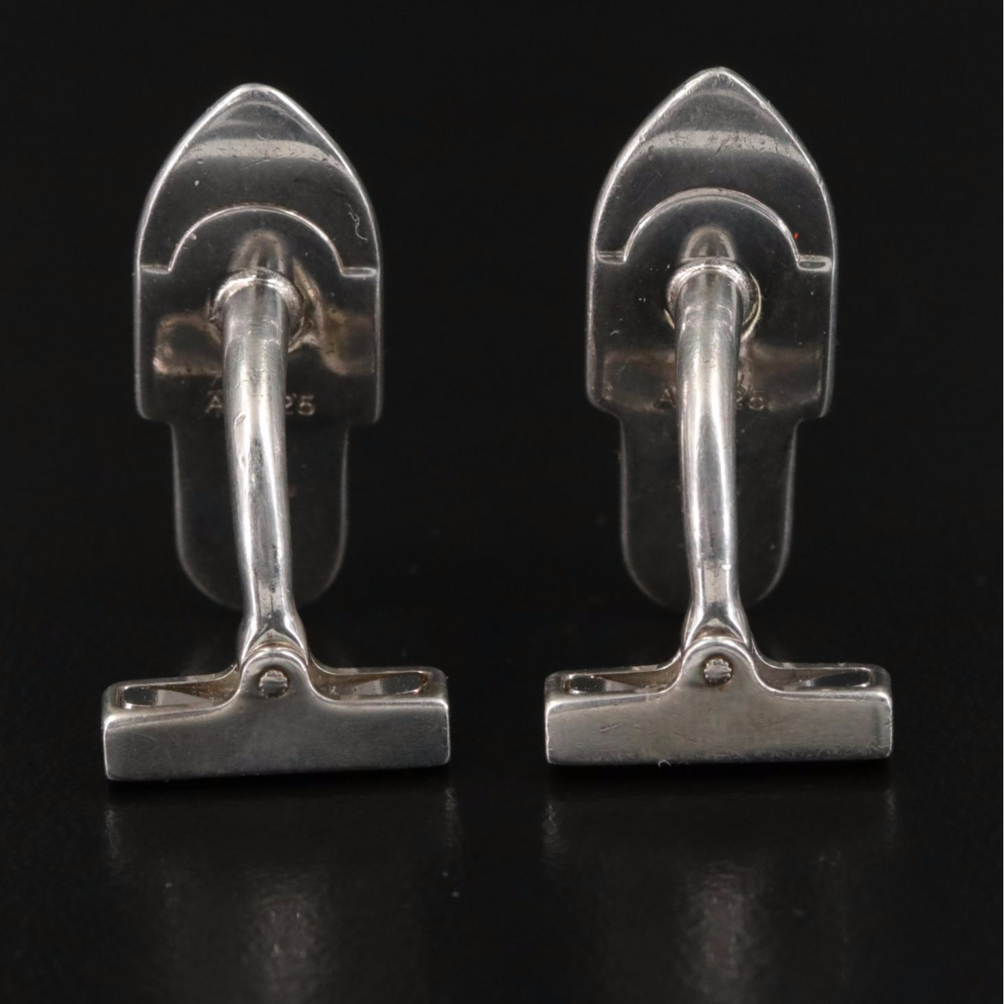 Louis Vuitton Sterling Trunk Latch Cufflinks with Damier Ebene Canvas Case