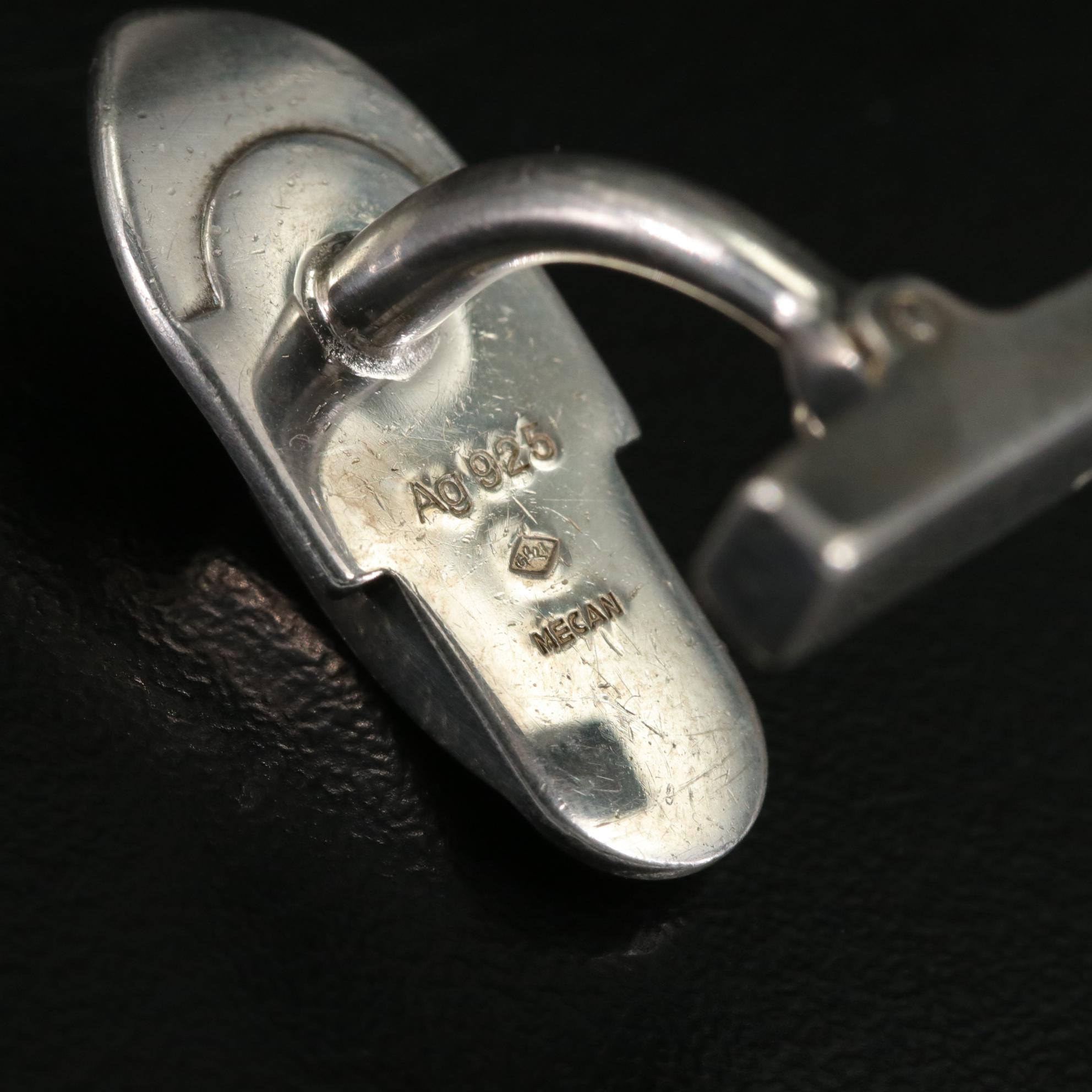 Louis Vuitton Sterling Trunk Latch Cufflinks with Damier Ebene Canvas Case