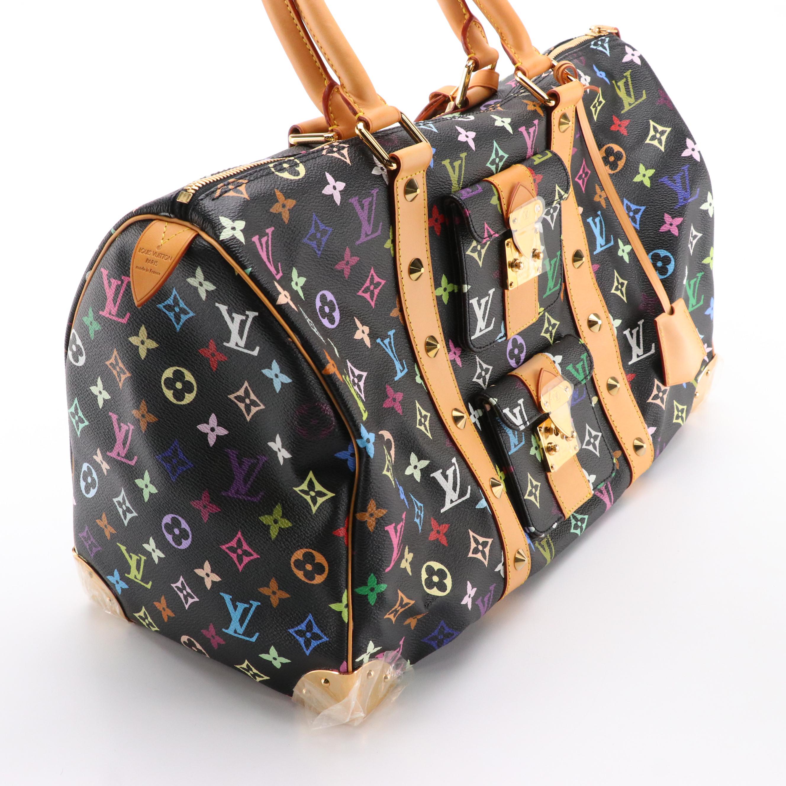 Louis Vuitton x Takashi Murakami Keepall 45 in Black Monogram Multicolore