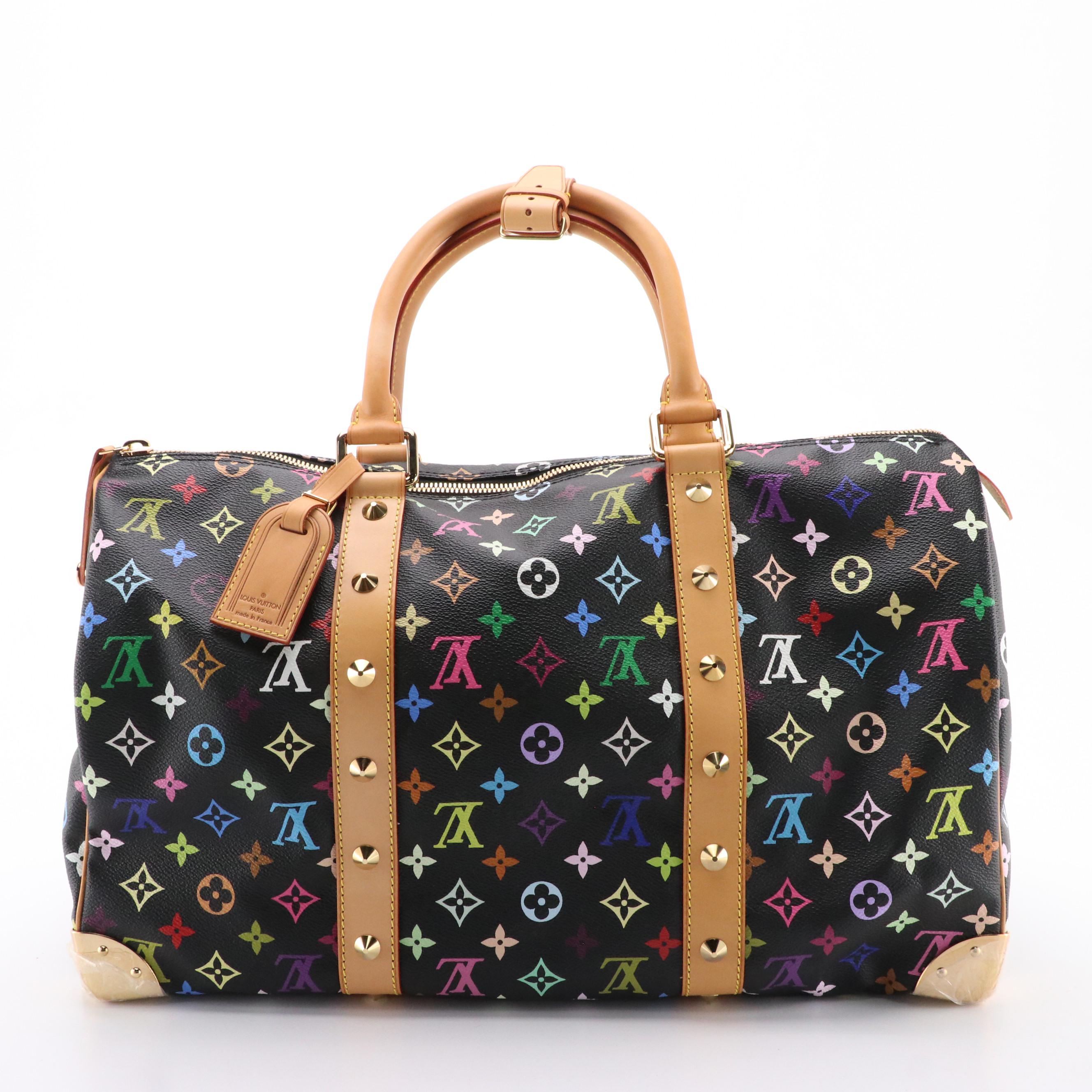 Louis Vuitton x Takashi Murakami Keepall 45 in Black Monogram Multicolore