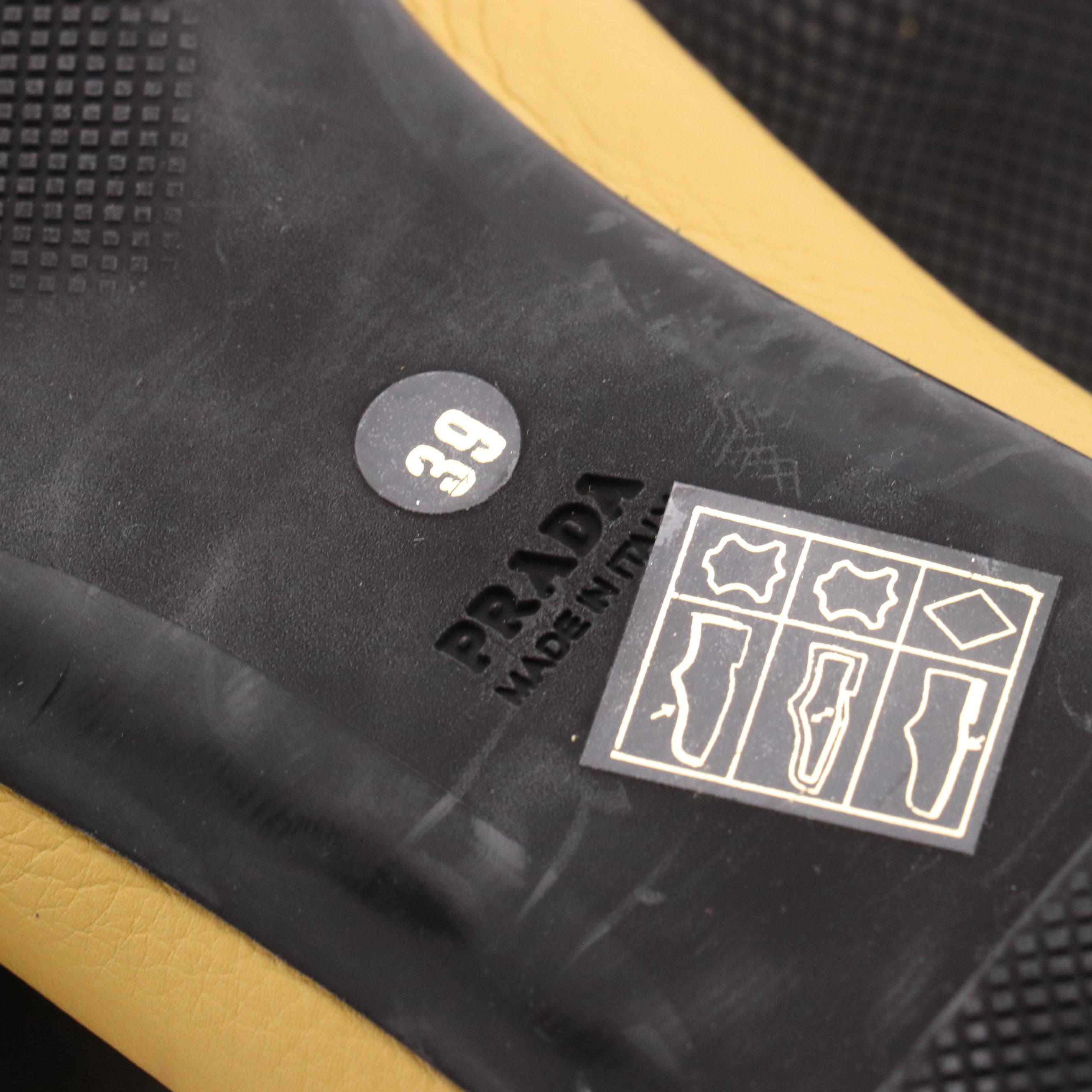 Prada Logo Loafers in Yellow Leather