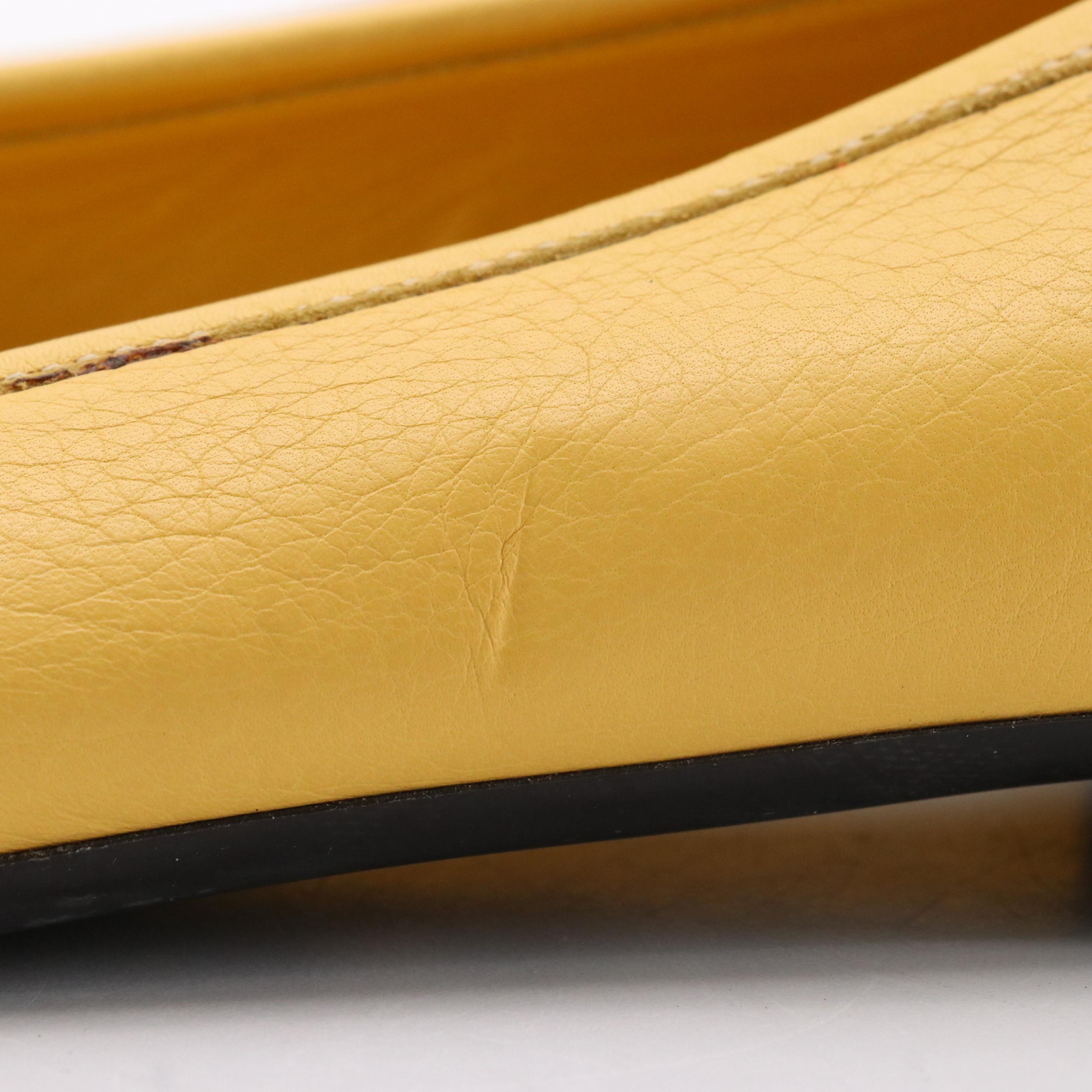 Prada Logo Loafers in Yellow Leather