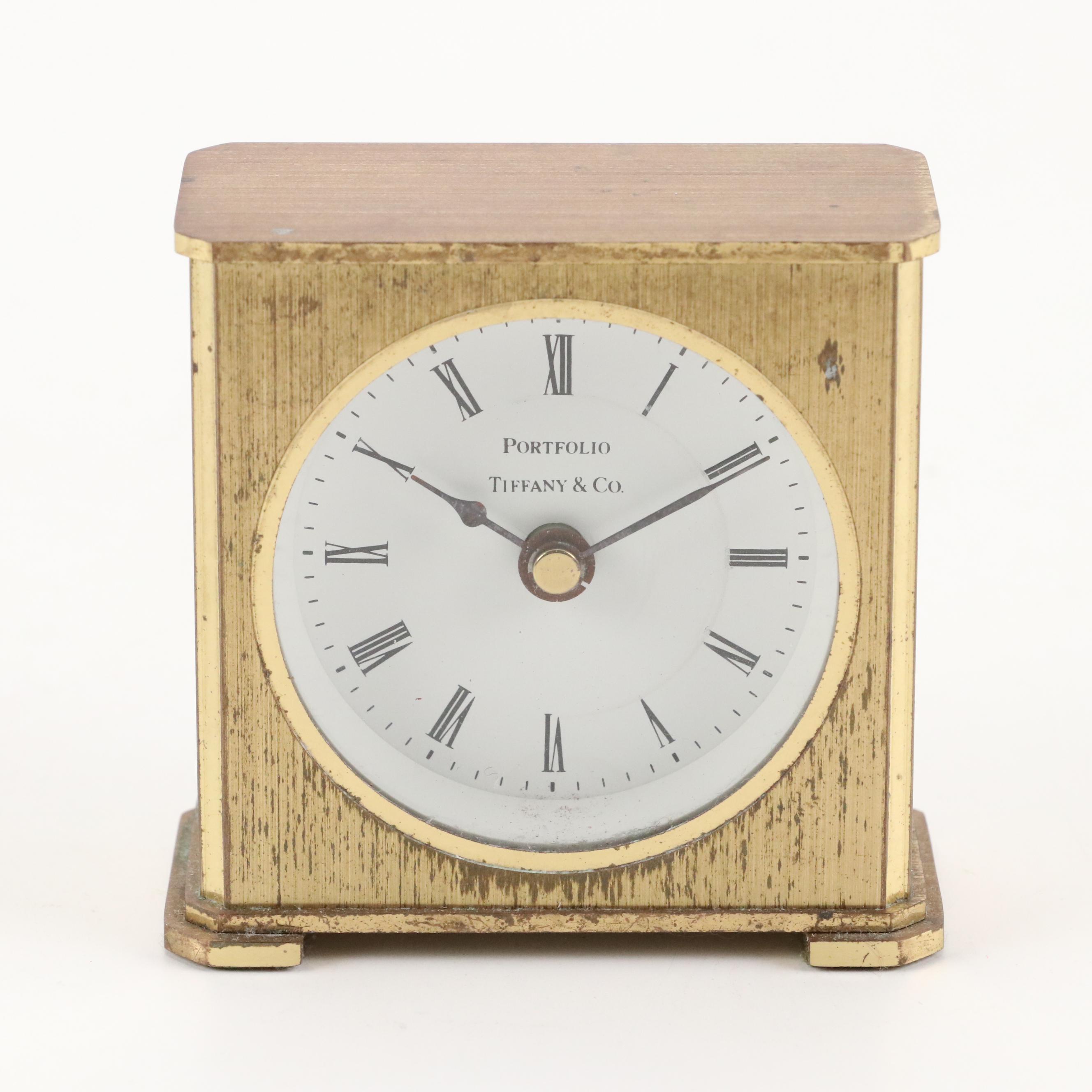 Tiffany & Co. "Portfolio" Brass Desk Clock