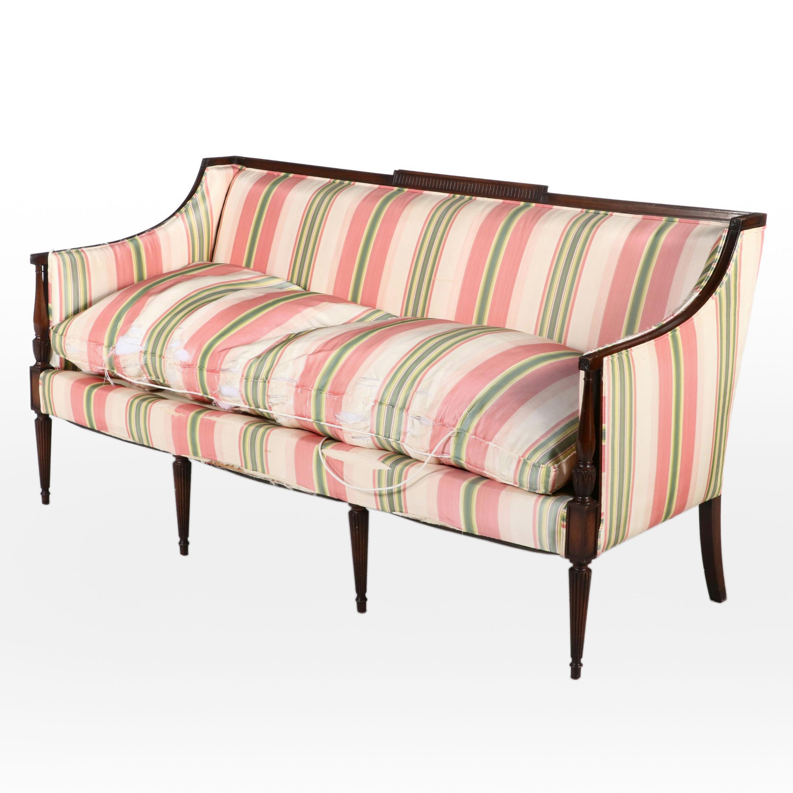 Federal Style Mahogany and Custom-Upholstered Sofa, 20th Century
