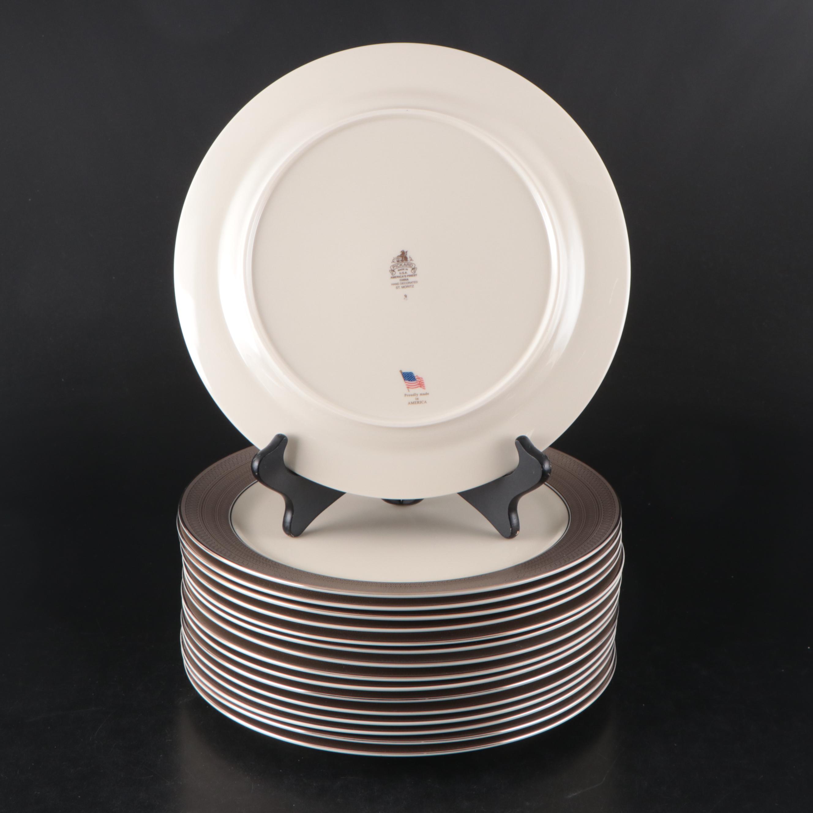 Pickard "St. Moritz" Ivory and Platinum Embellished Porcelain Dinnerware