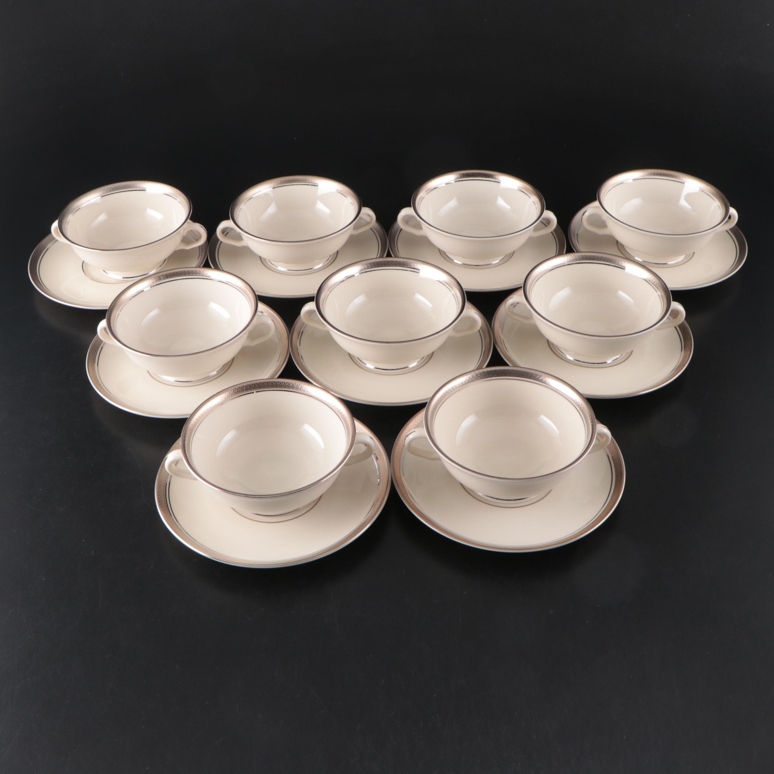 Pickard "St. Moritz" Ivory and Platinum Embellished Porcelain Dinnerware