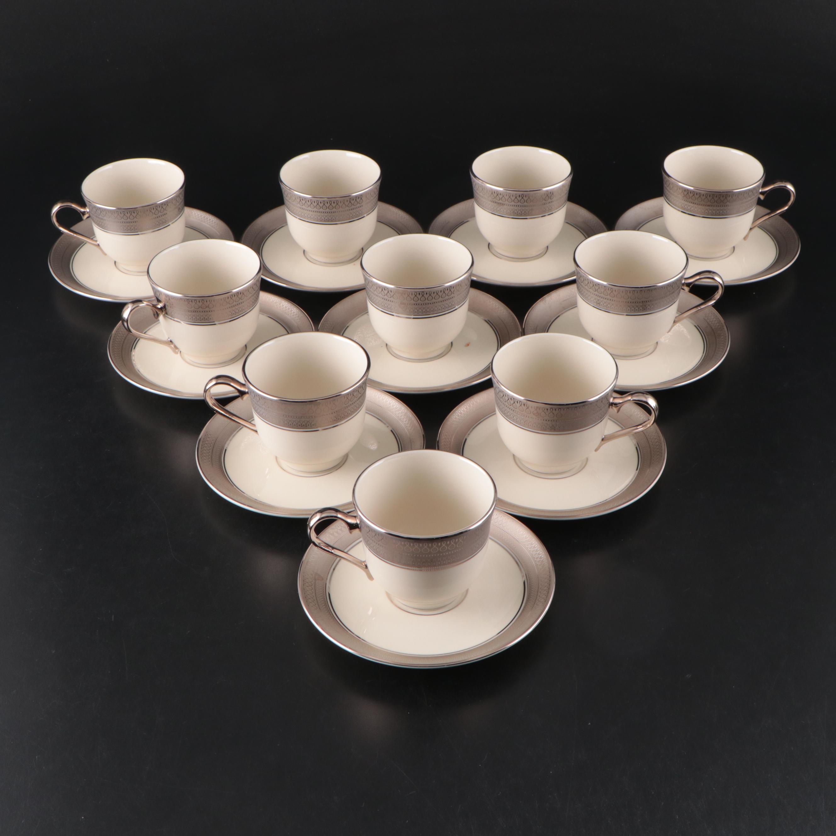 Pickard "St. Moritz" Ivory and Platinum Embellished Porcelain Dinnerware