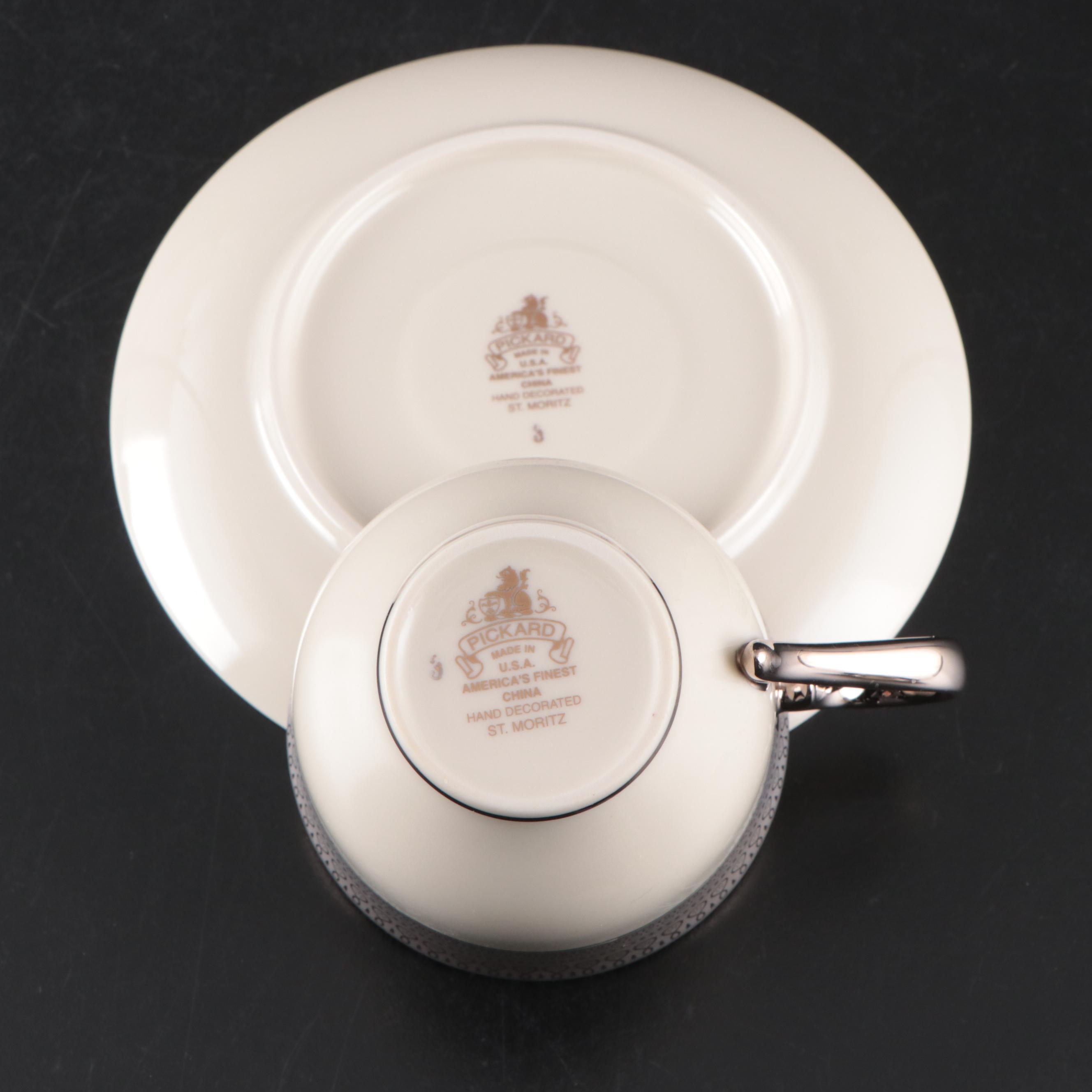 Pickard "St. Moritz" Ivory and Platinum Embellished Porcelain Dinnerware