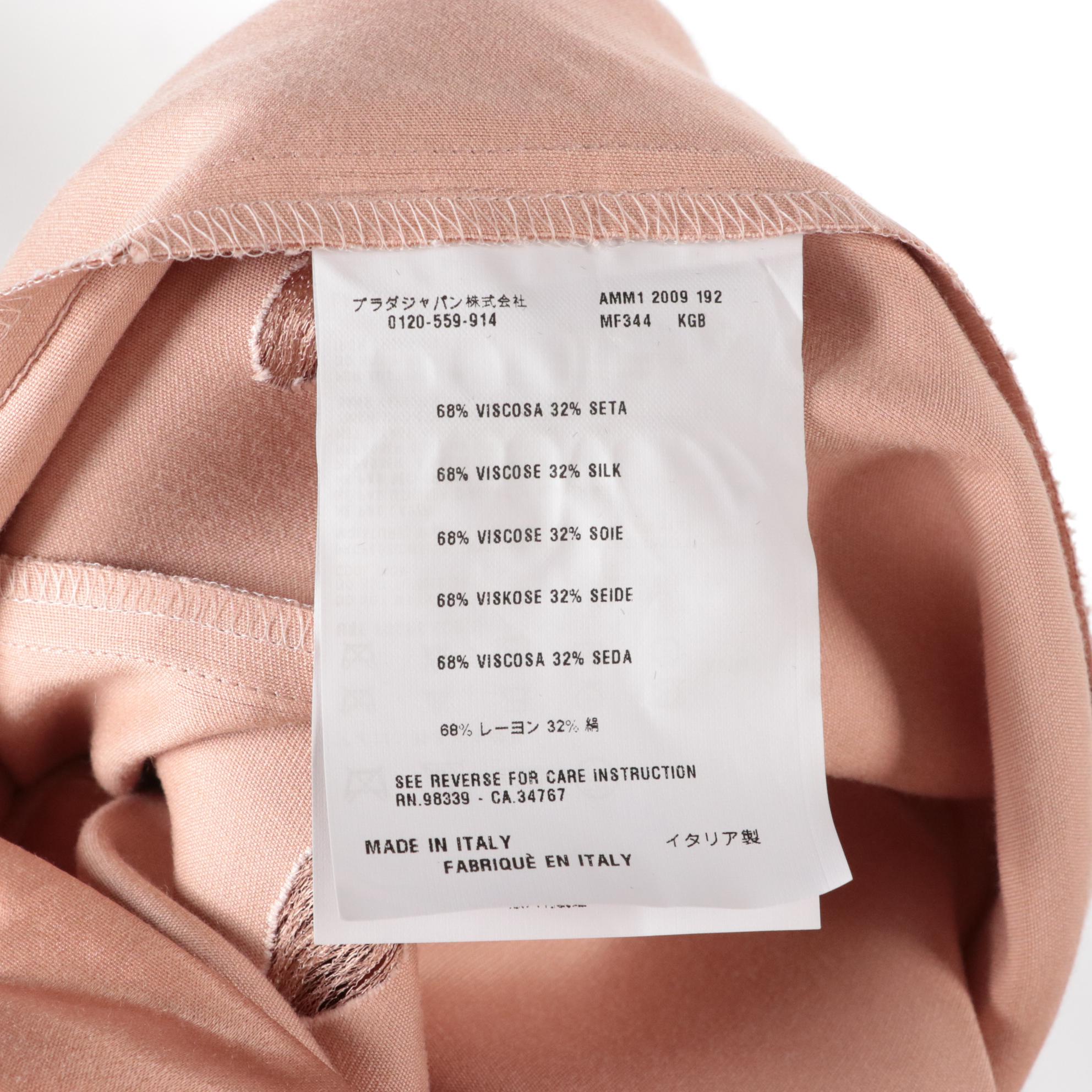 Miu Miu Blush Pink Pleated Silk Blend Dress with Distressed Dot Detailing