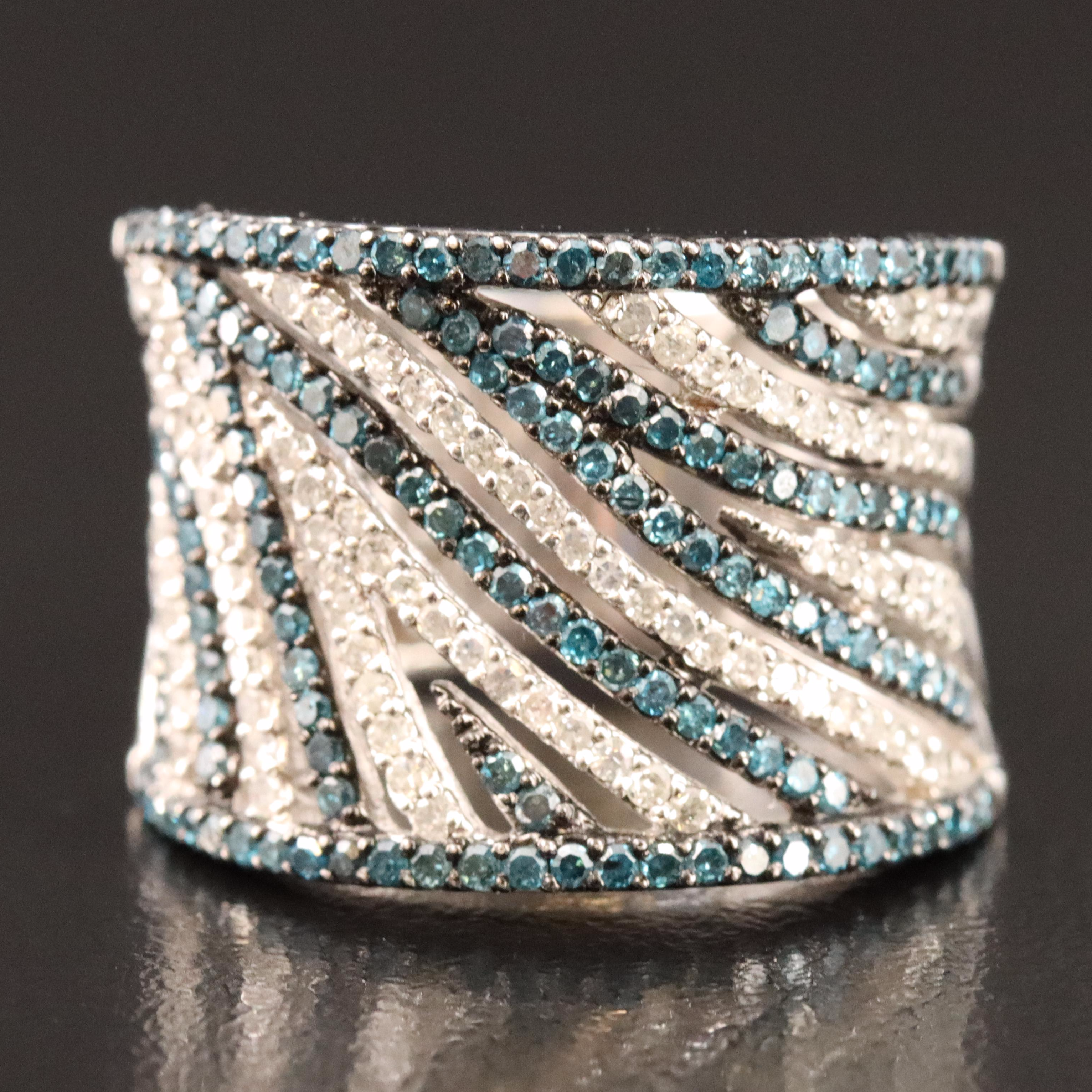 Sterling 1.01 CTW Diamond Ring with Lab Grown Fancy Stones